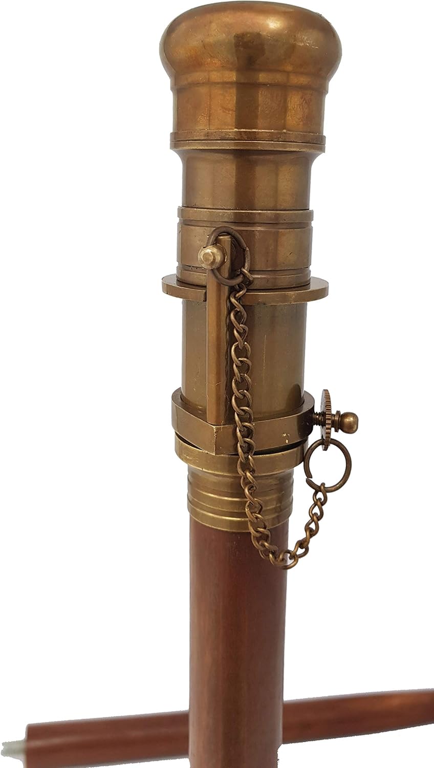Brass Nautical Telescope Walking Stick with Antique Finish