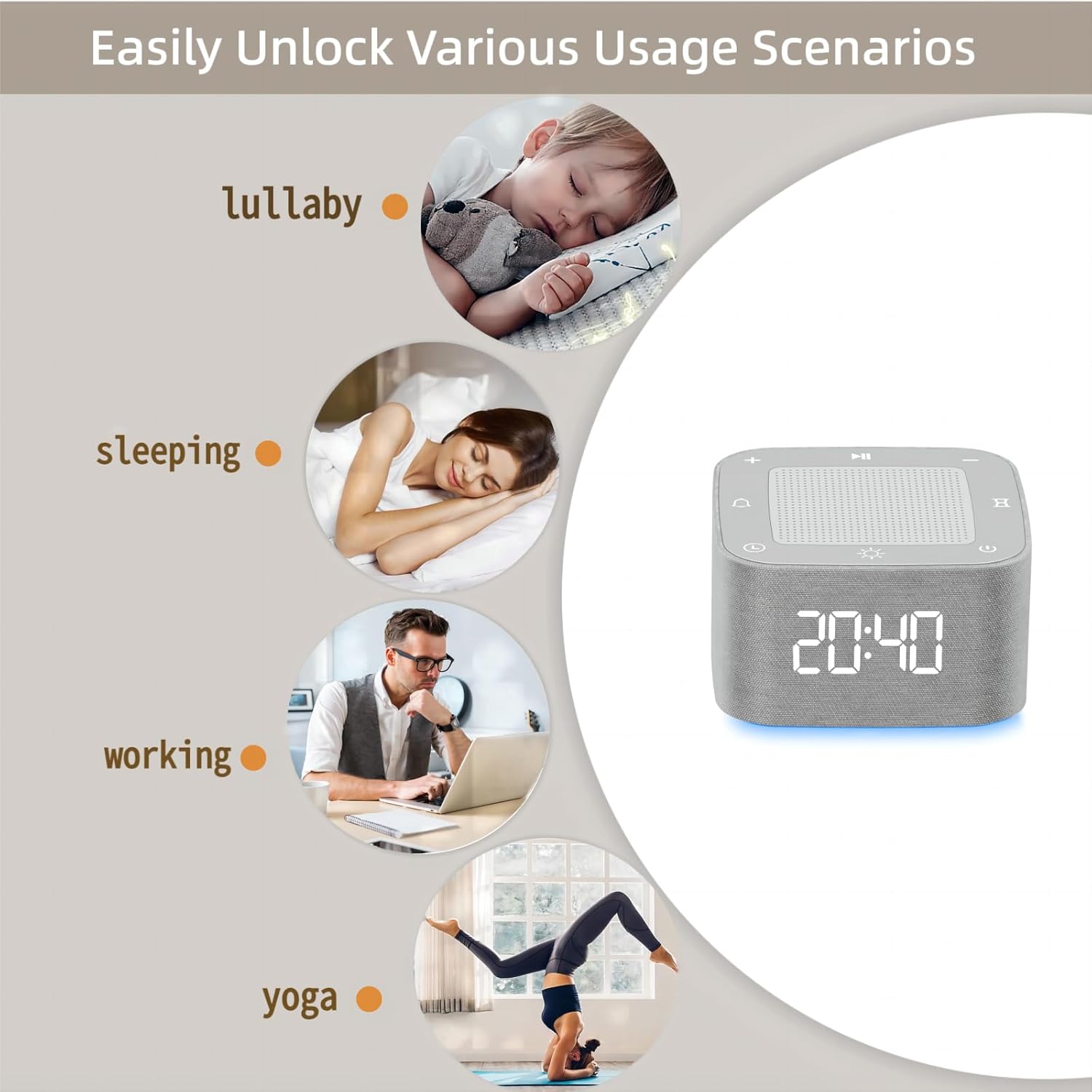 Sleep Sound Machine with Alarm Clock and Lights