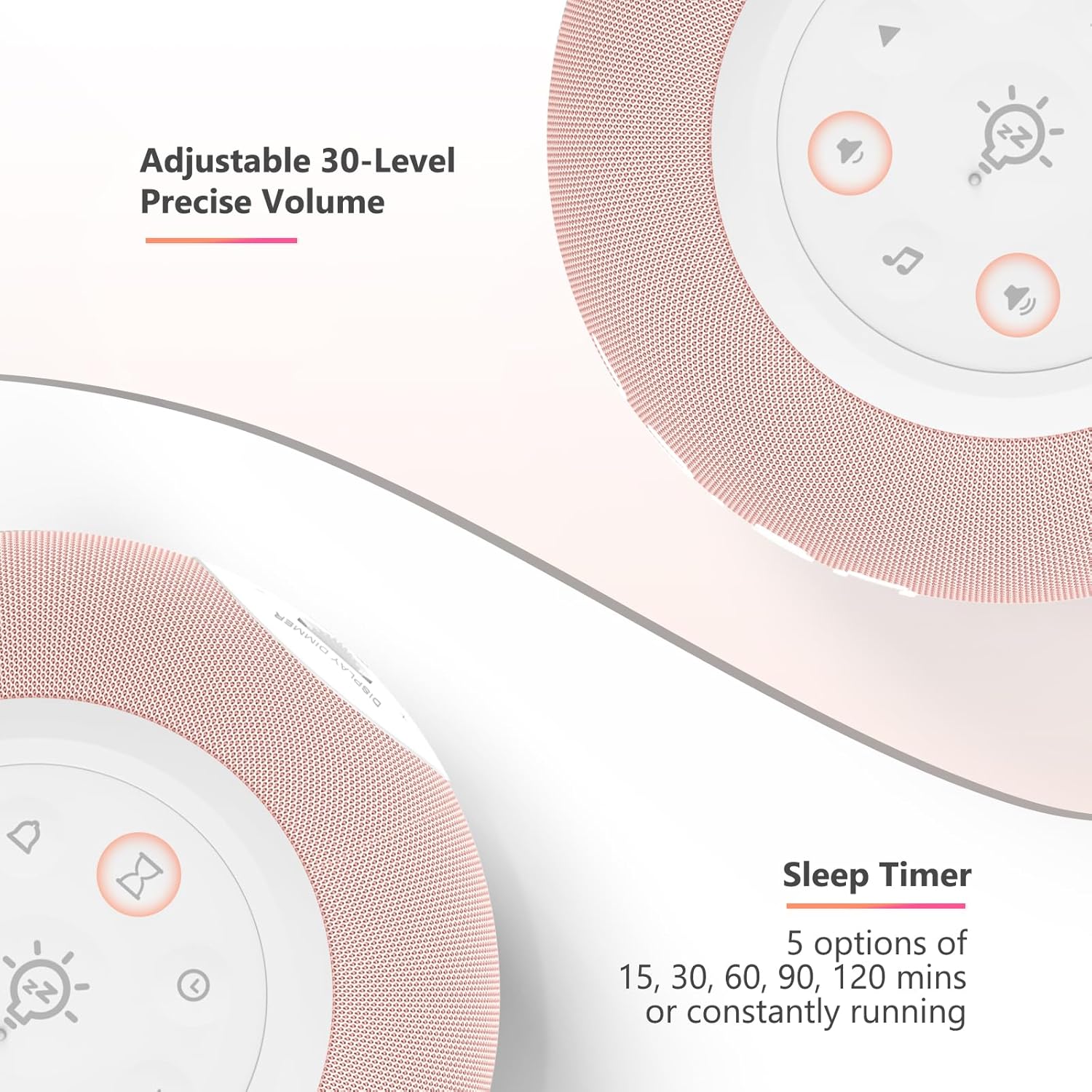 Reacher Auto Dimmable Sound Machine Alarm Clock with Night Lights