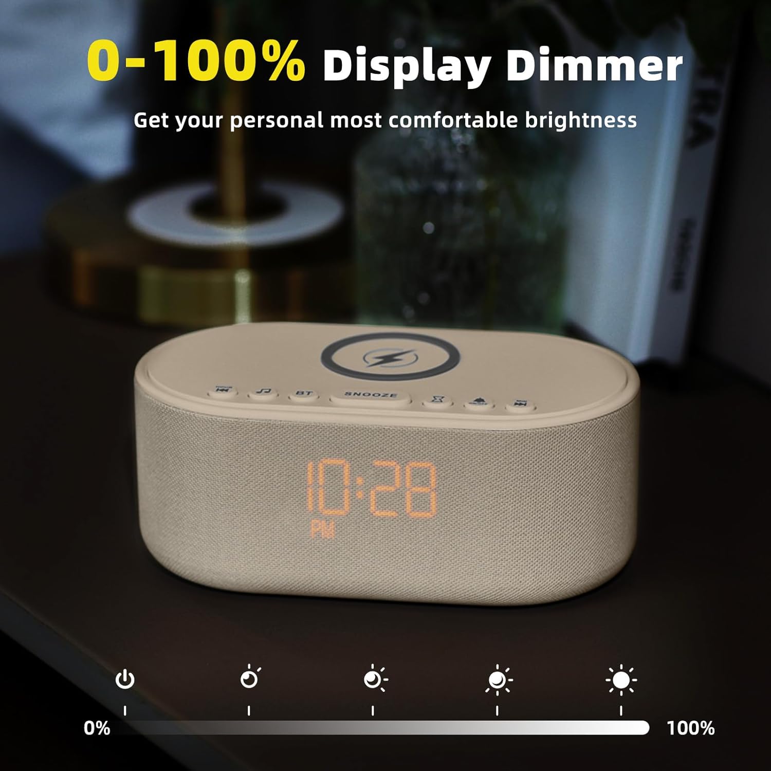 Odokee Sound Machine Alarm Clock with Bluetooth Speaker and Wireless Charging