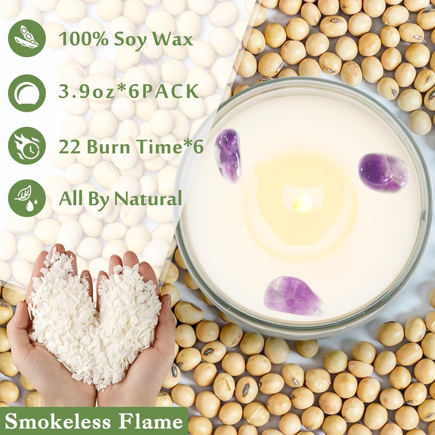 Sage Candle 6 Pack for Energy Cleansing and Relaxation