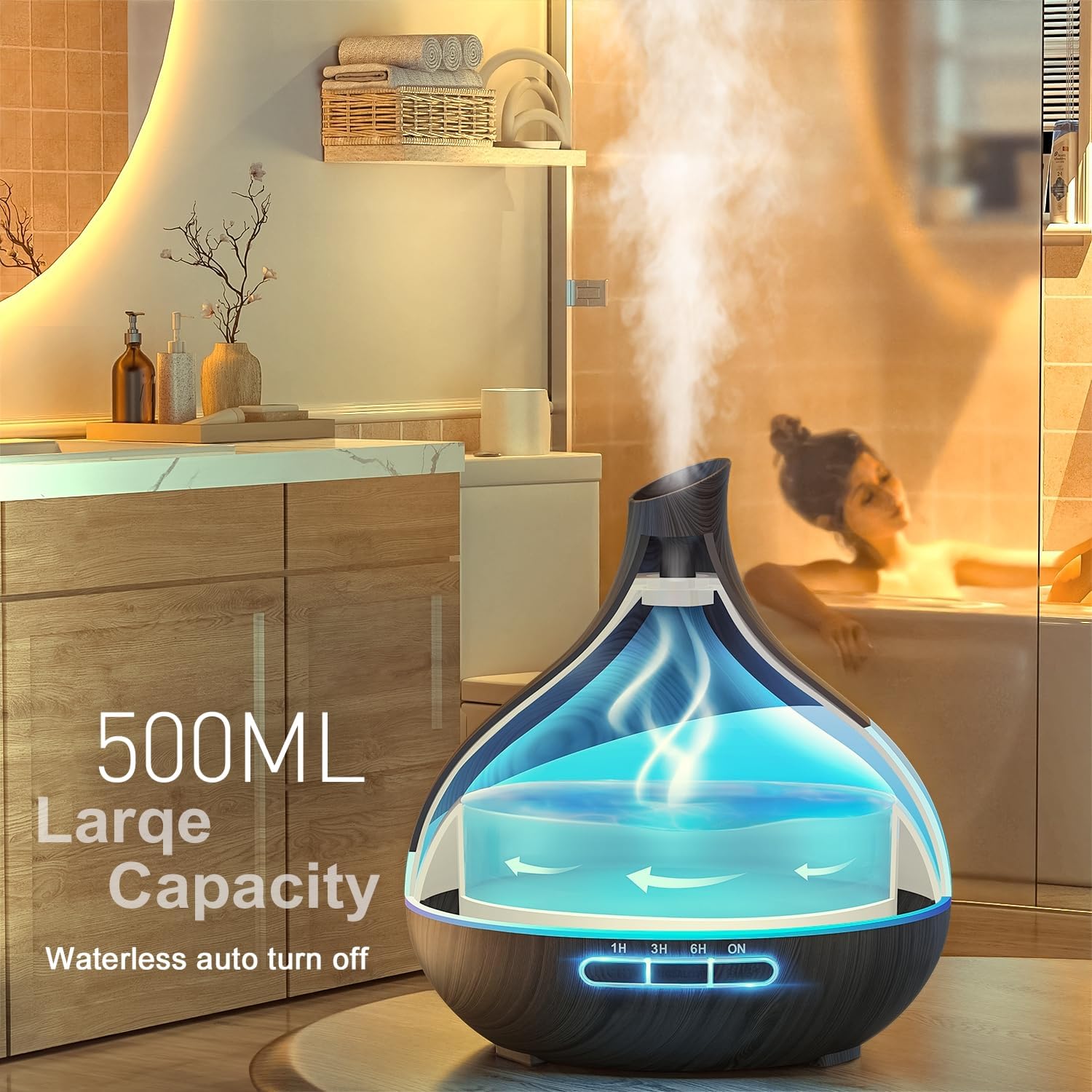 500ML Essential Oil Diffuser with Remote Control and LED Light