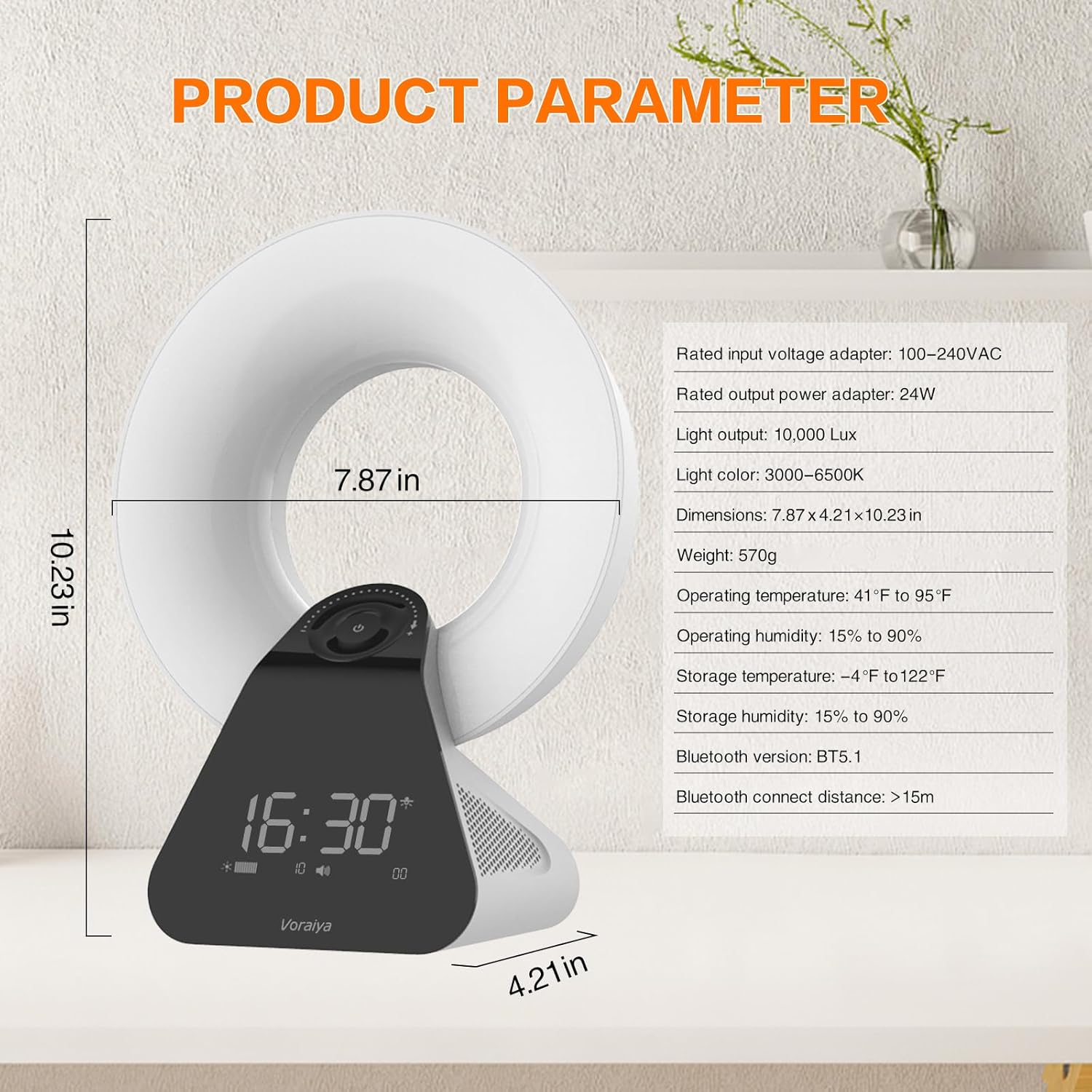 Voraiya Light Therapy Lamp with Speaker and Timer