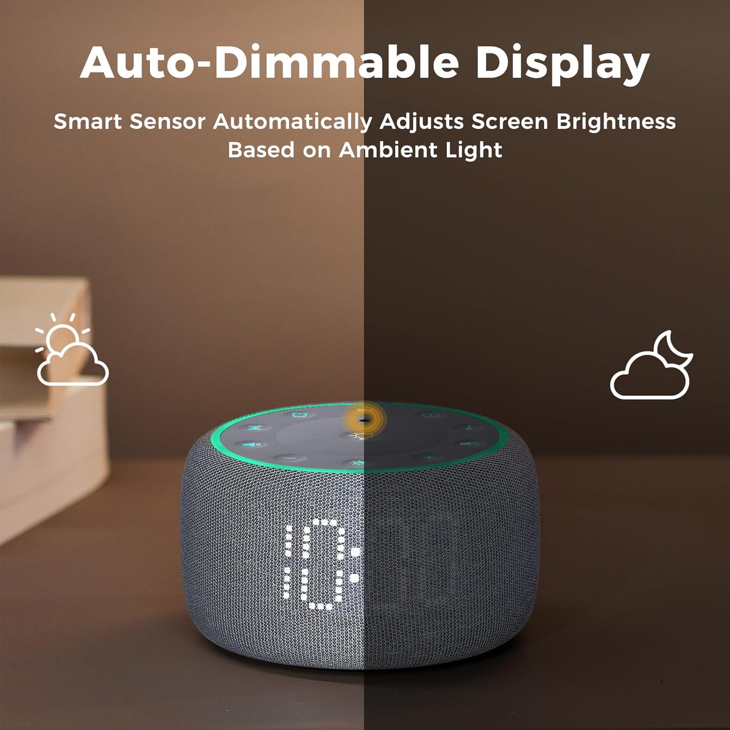Mojikoo White Noise Alarm Clock with 5W Speaker and Night Lights