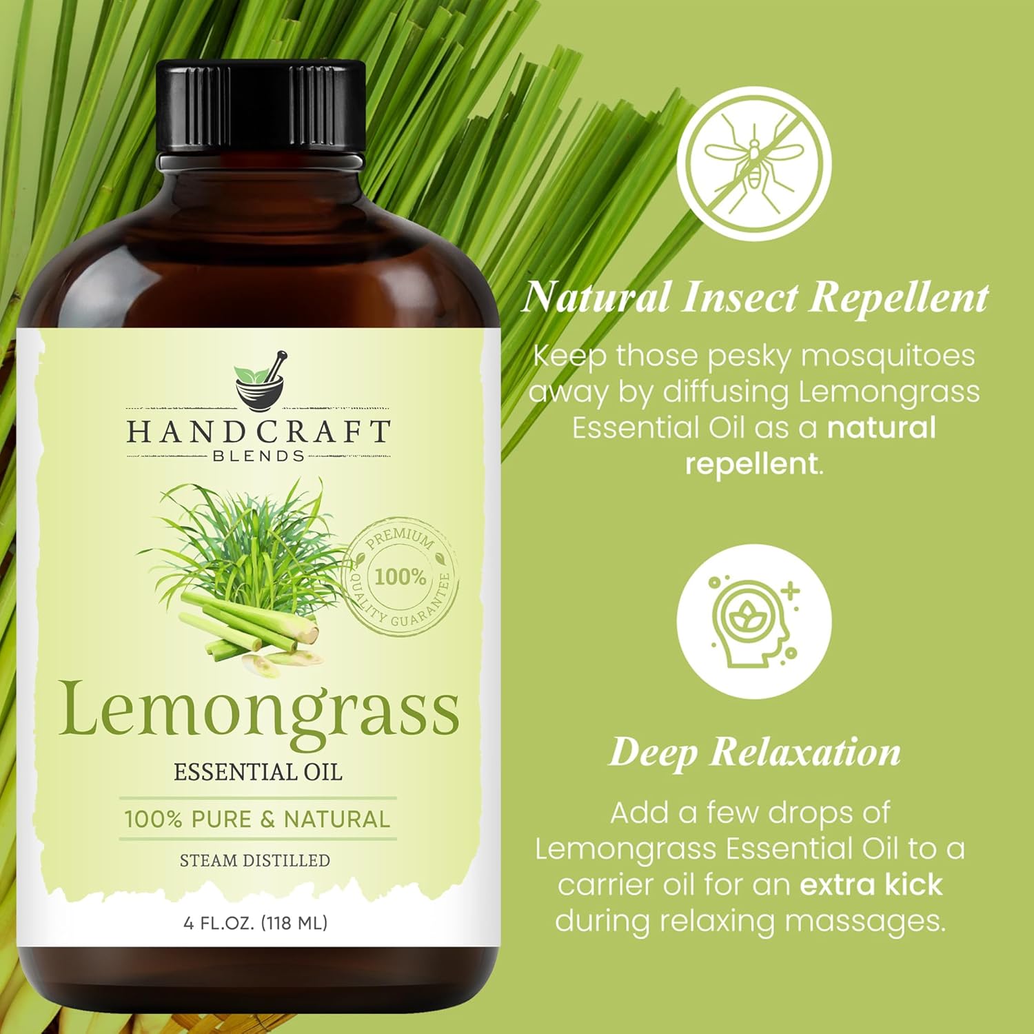 Handcraft Blends Lemongrass Essential Oil 4 Fl Oz