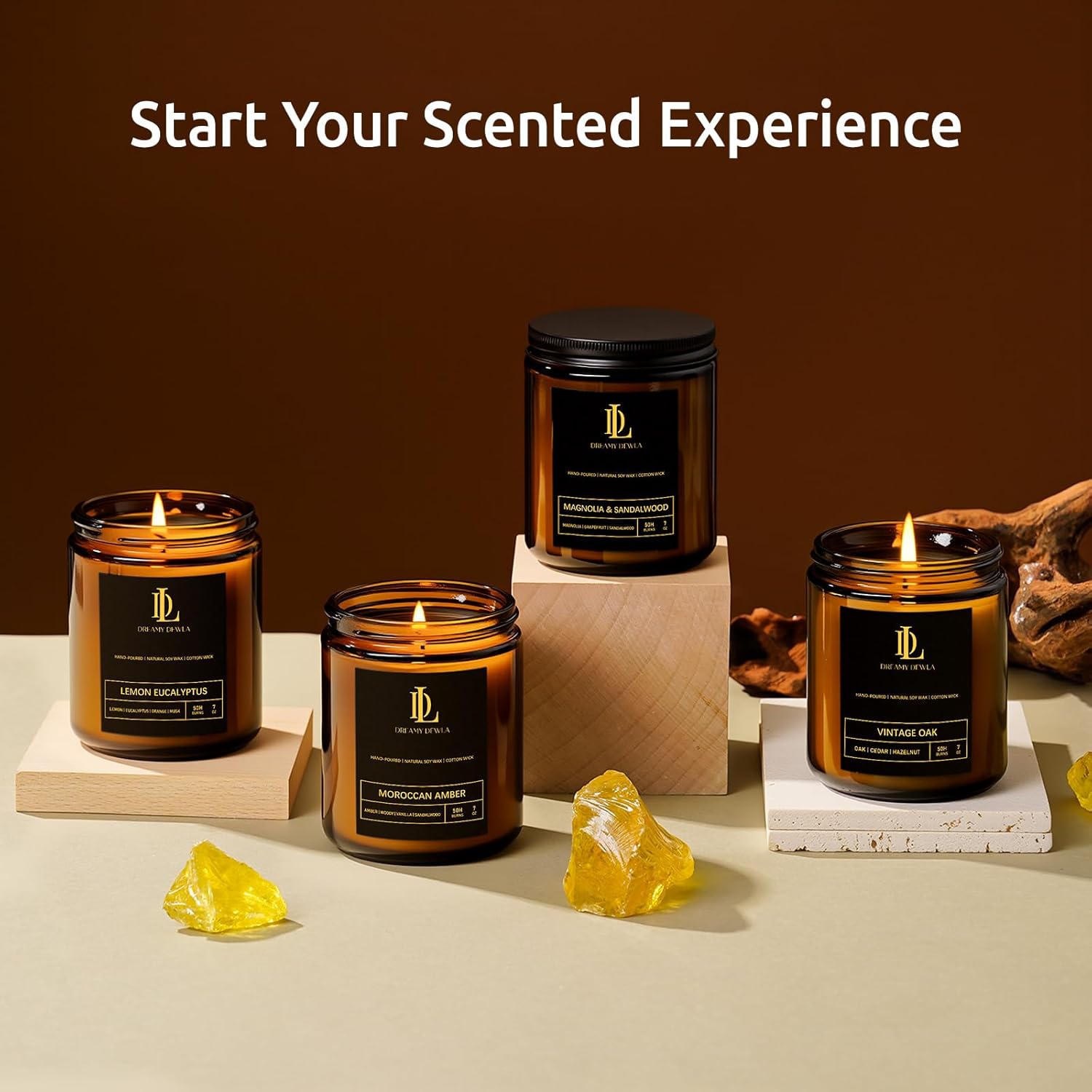 DL DREAMY DEWLA Scented Candles 4 Pack Set