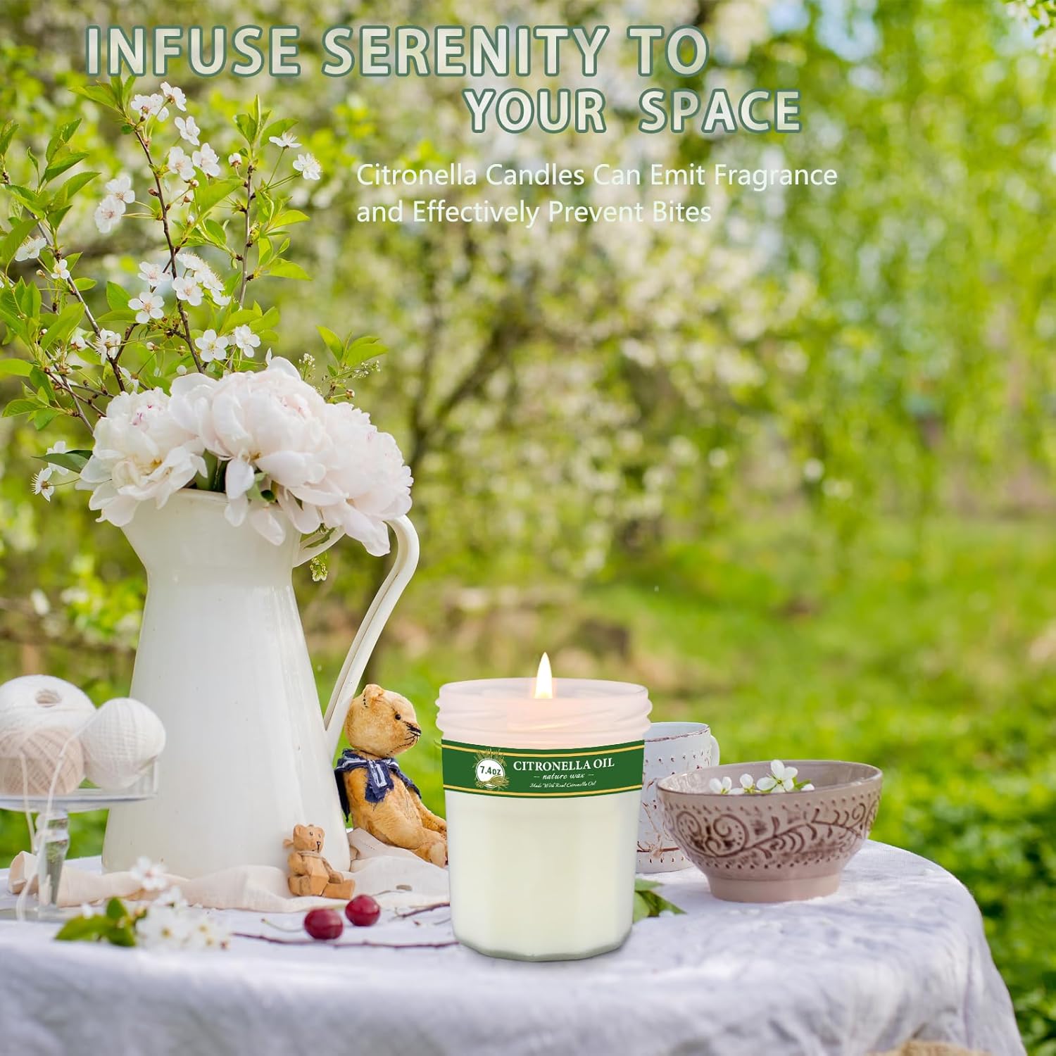 PELN Citronella Candles Outdoor 4 Pack 200 Hours Burning