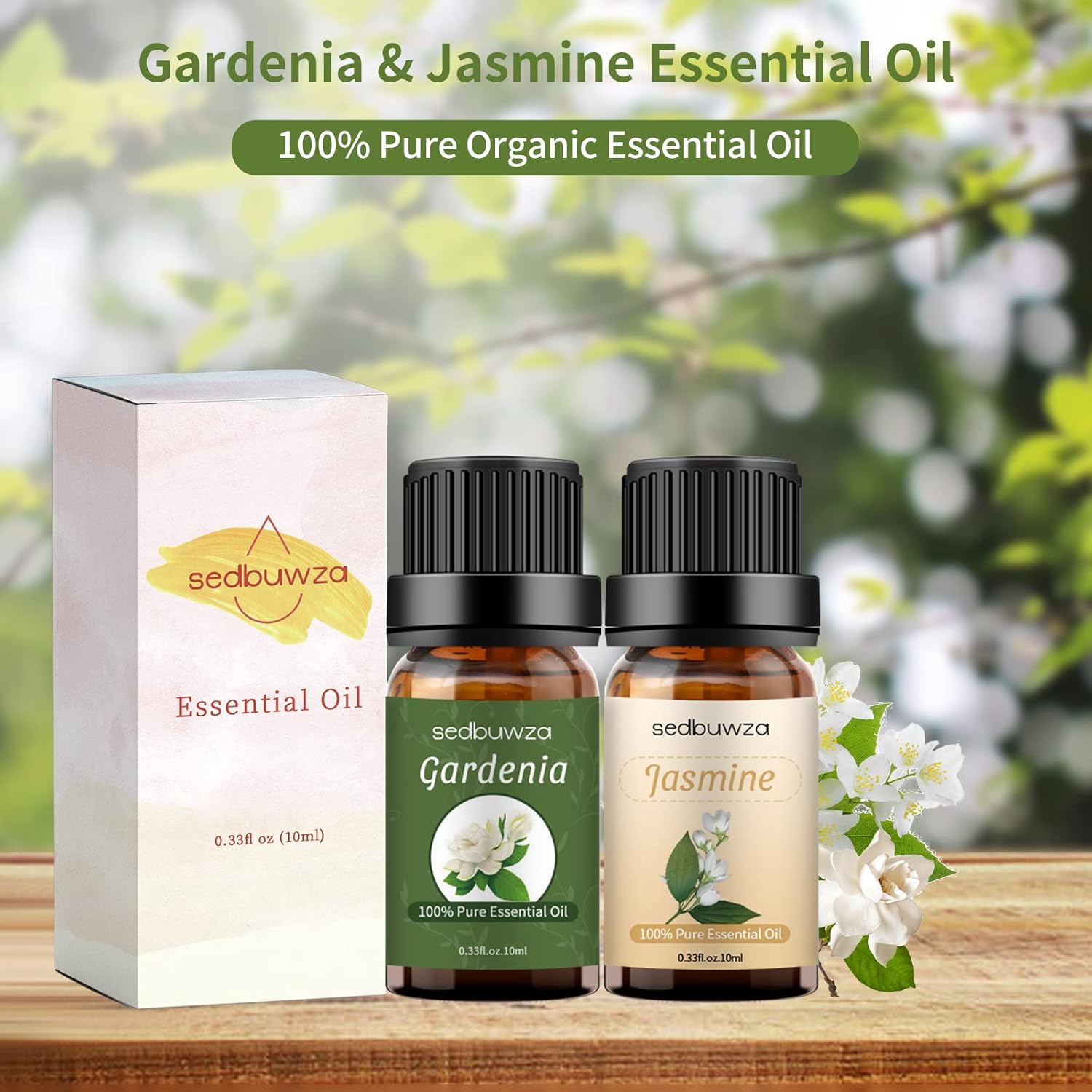 Sedbuwza Gardenia Jasmine Essential Oil Set 2 x 10 ml
