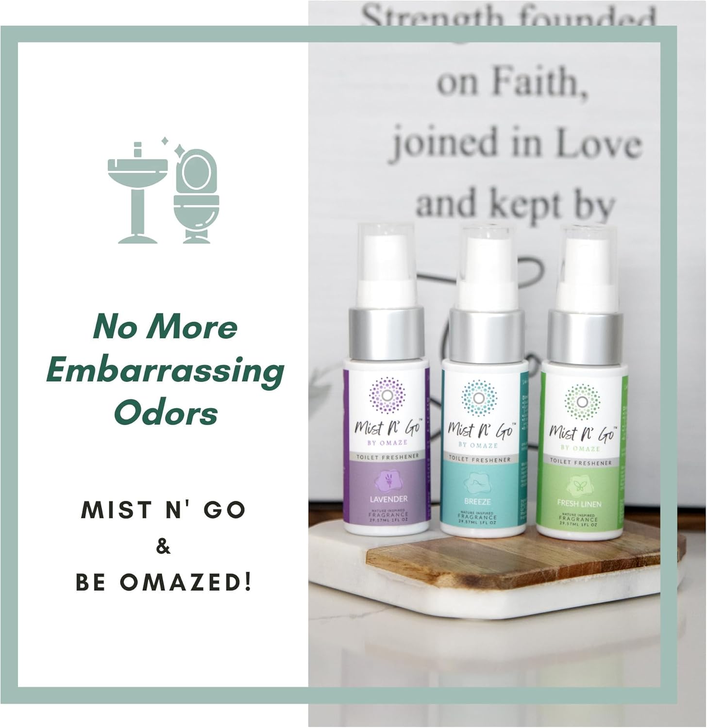 Mist N Go Travel Toilet Spray Air Freshener 1oz x5