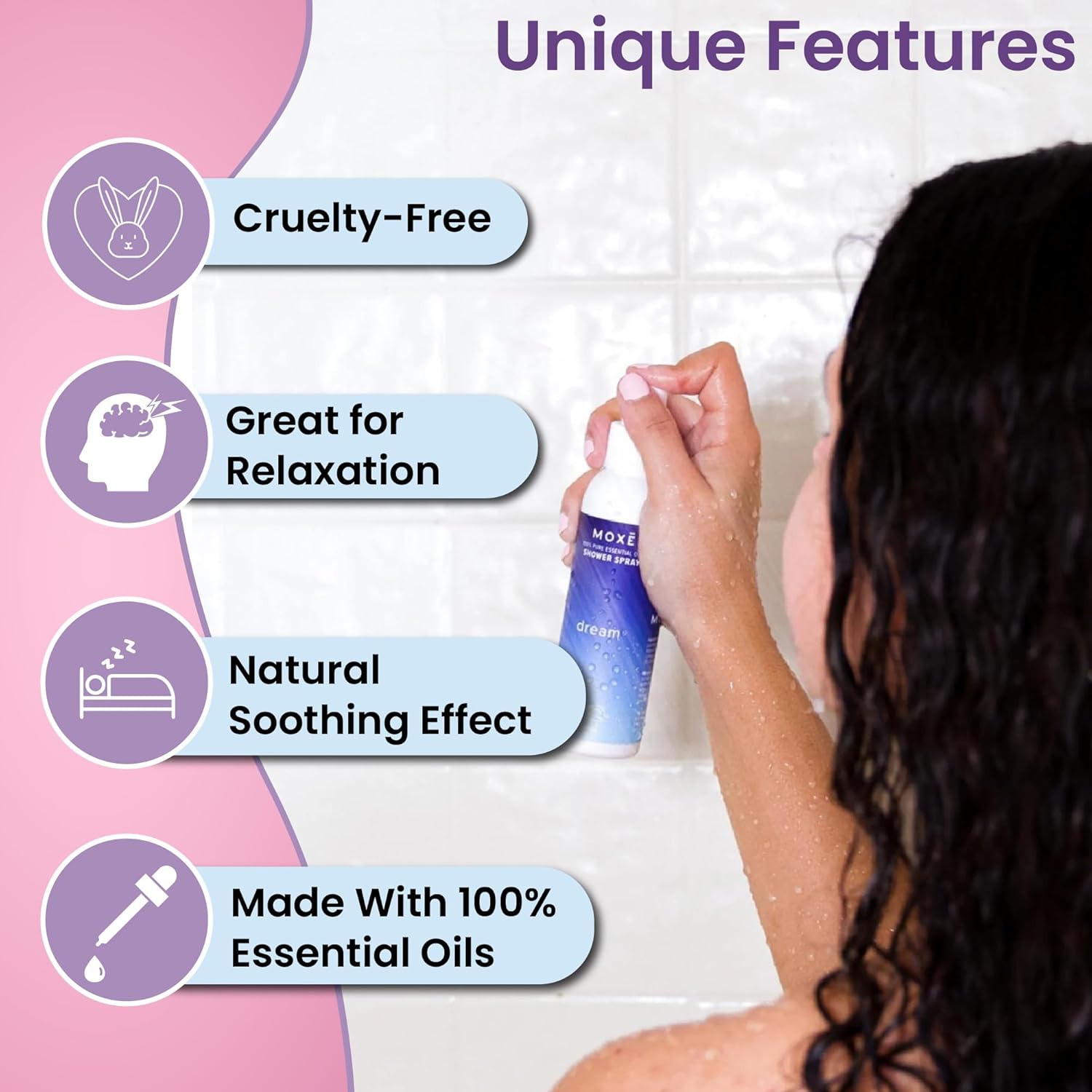 MOXE Aromatherapy Shower Mist 4 Pack - Eucalyptus Lavender Breathe Dream