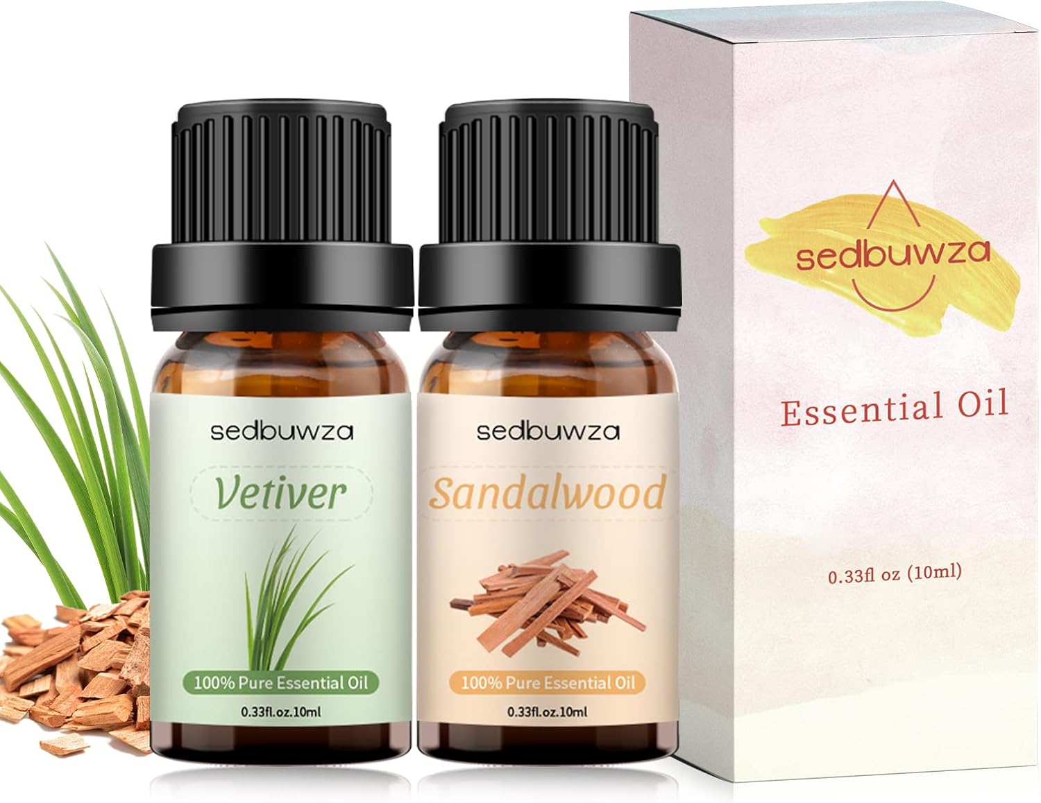 Sedbuwza Sandalwood Vetiver Essential Oil Set 2x10ml