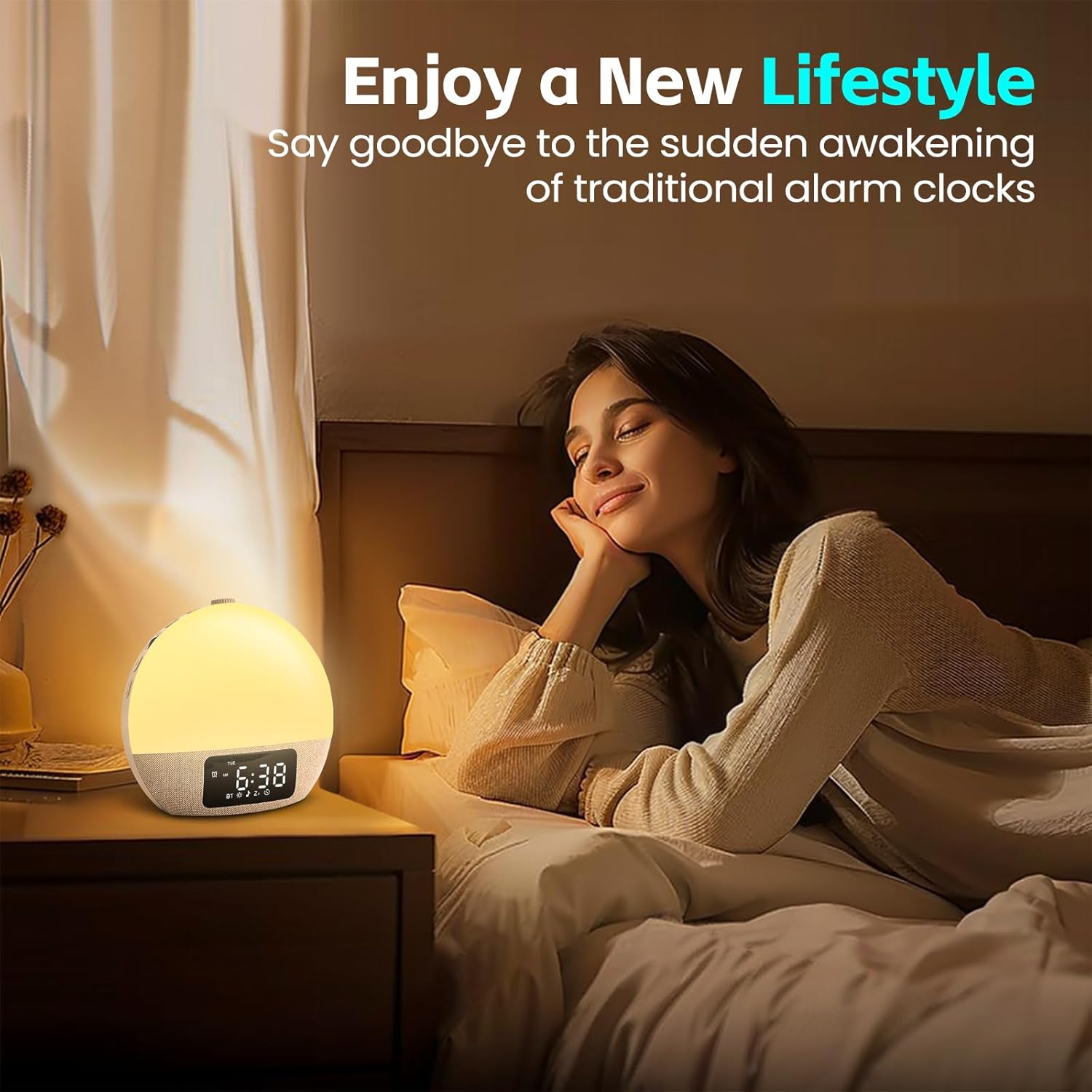 Sunrise Alarm Clock with White Noise and Night Lights