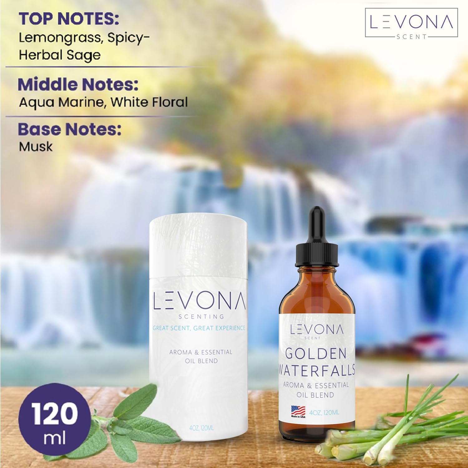 Levona Scent Essential Oil - Golden Waterfalls 120ml