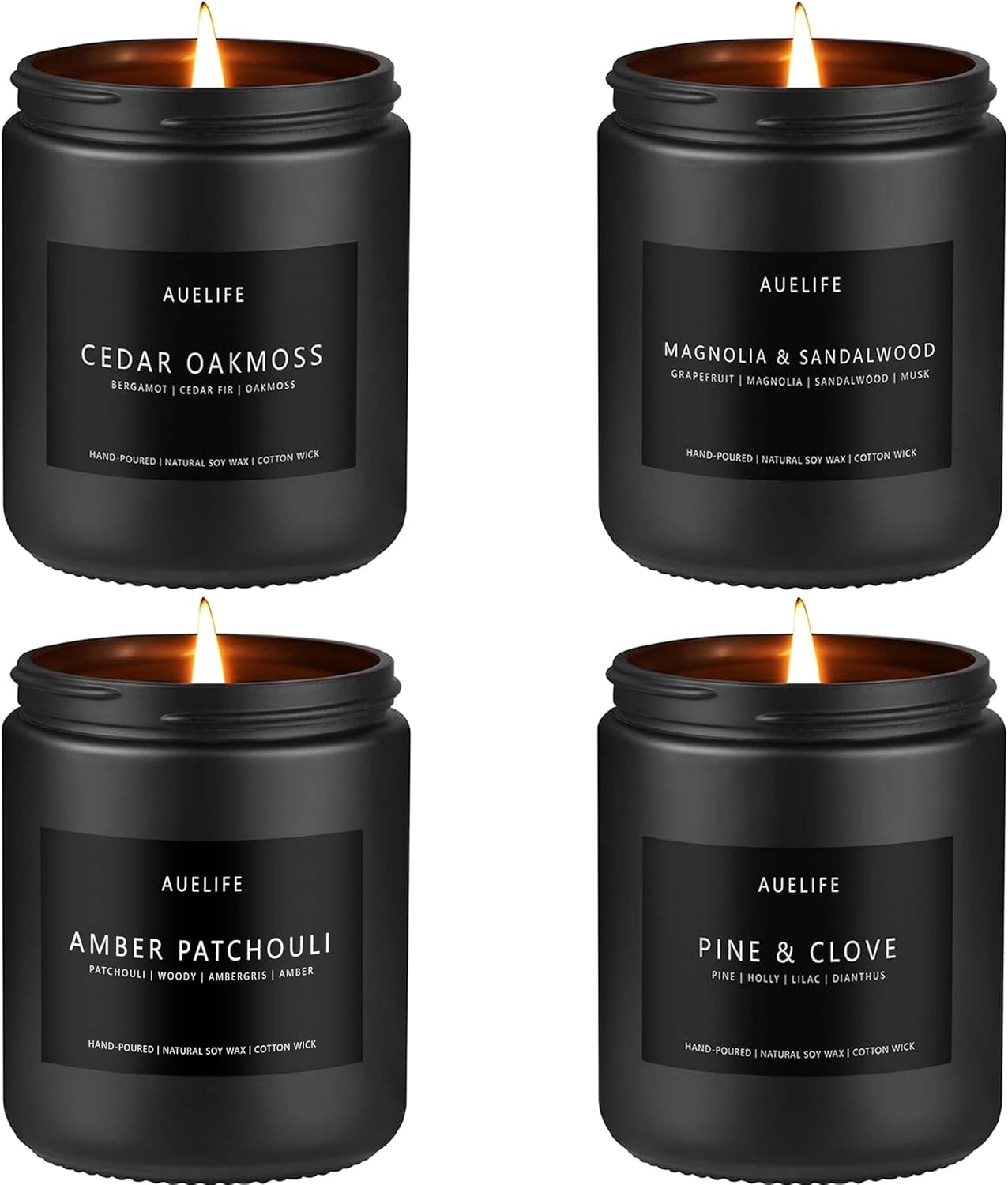 Auelife Scented Candles for Men 4 Pack Set