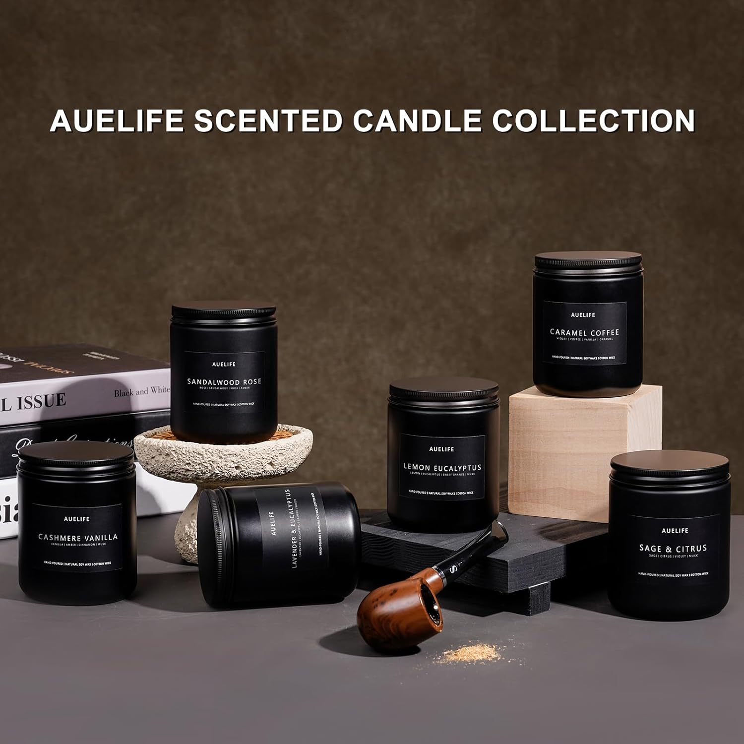Masculine Scented Candles Set - 4 Pack Teakwood Cedar Aromatherapy Candles