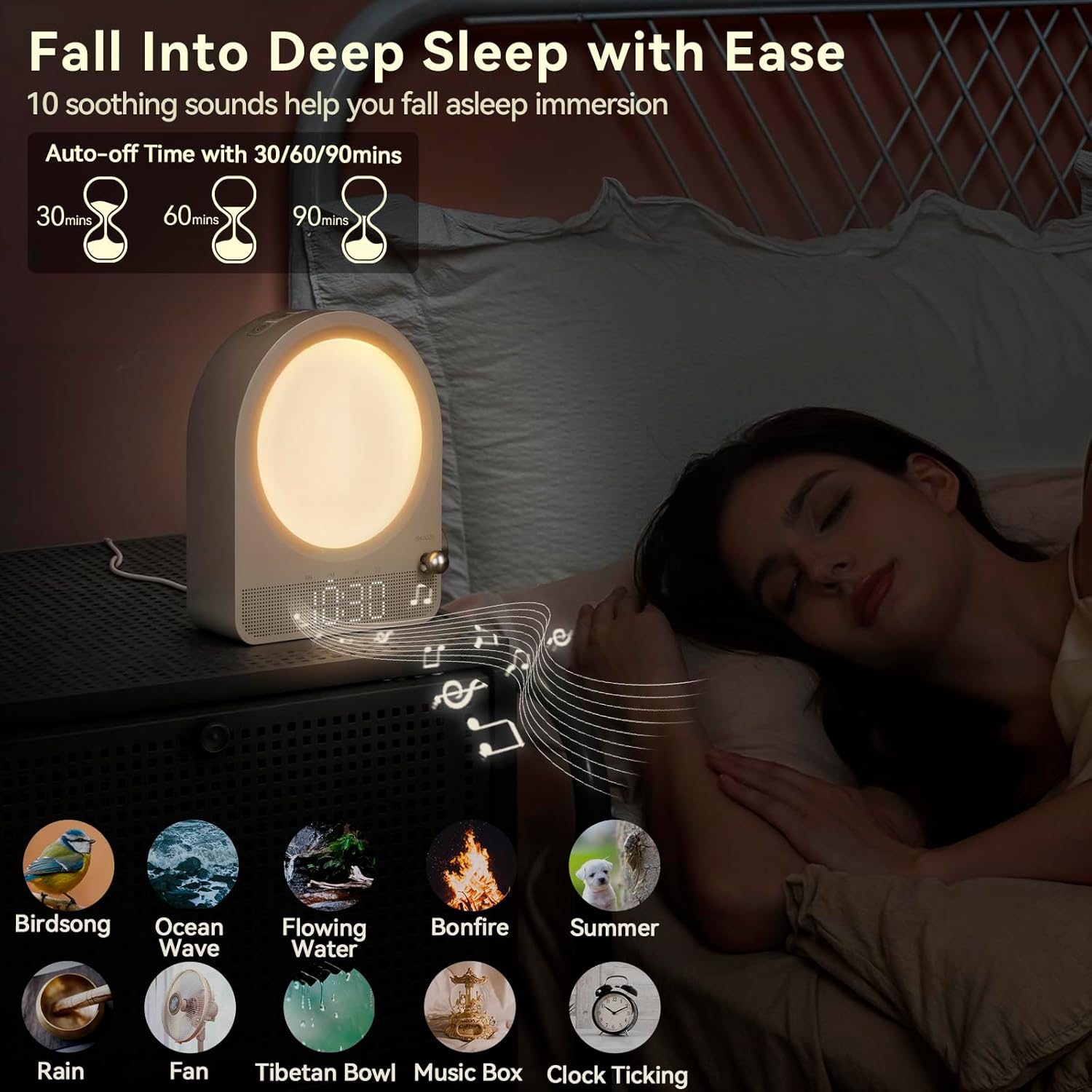Vivilumens Sound Machine Alarm Clock with Gentle Sunrise Light