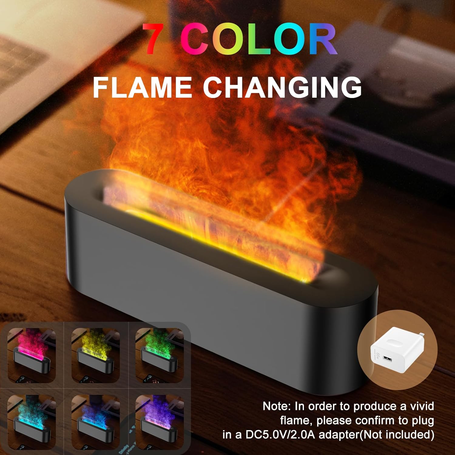 Colorful Flame Diffuser Humidifier with LED Light