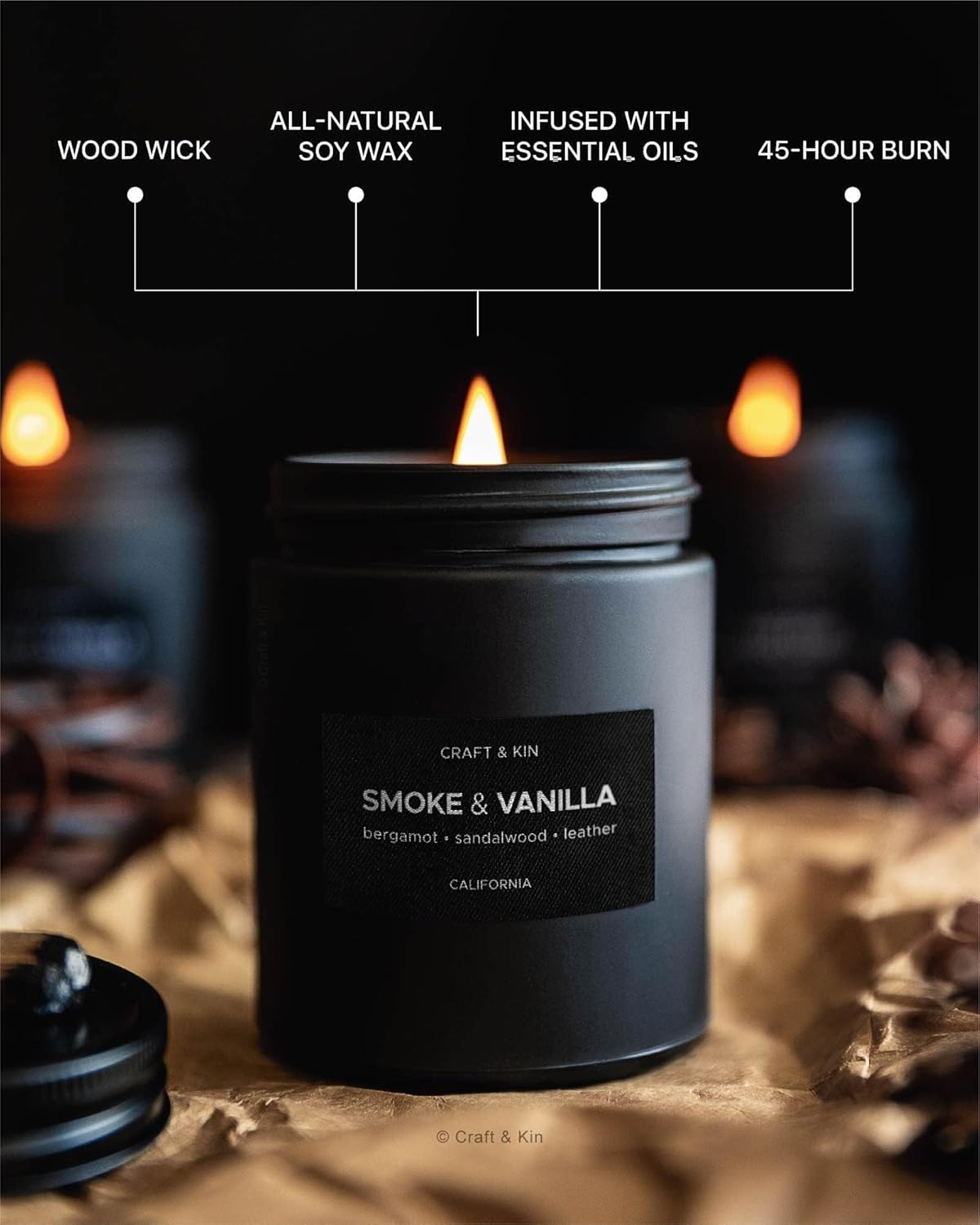 Craft Kin Premium Smoke Vanilla Candle