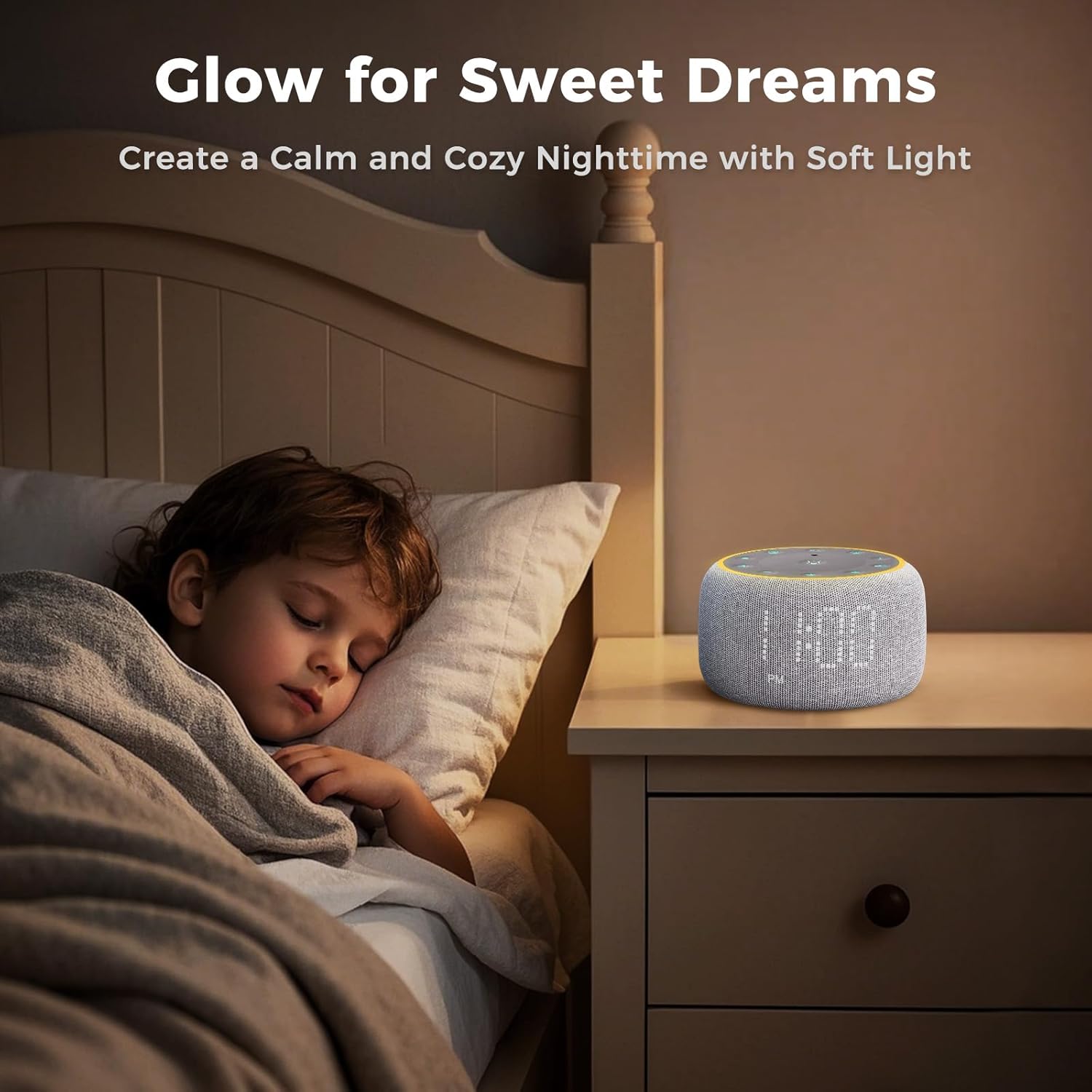 White Noise Machine Alarm Clock with 5W Speaker and 24 Sleep Sounds