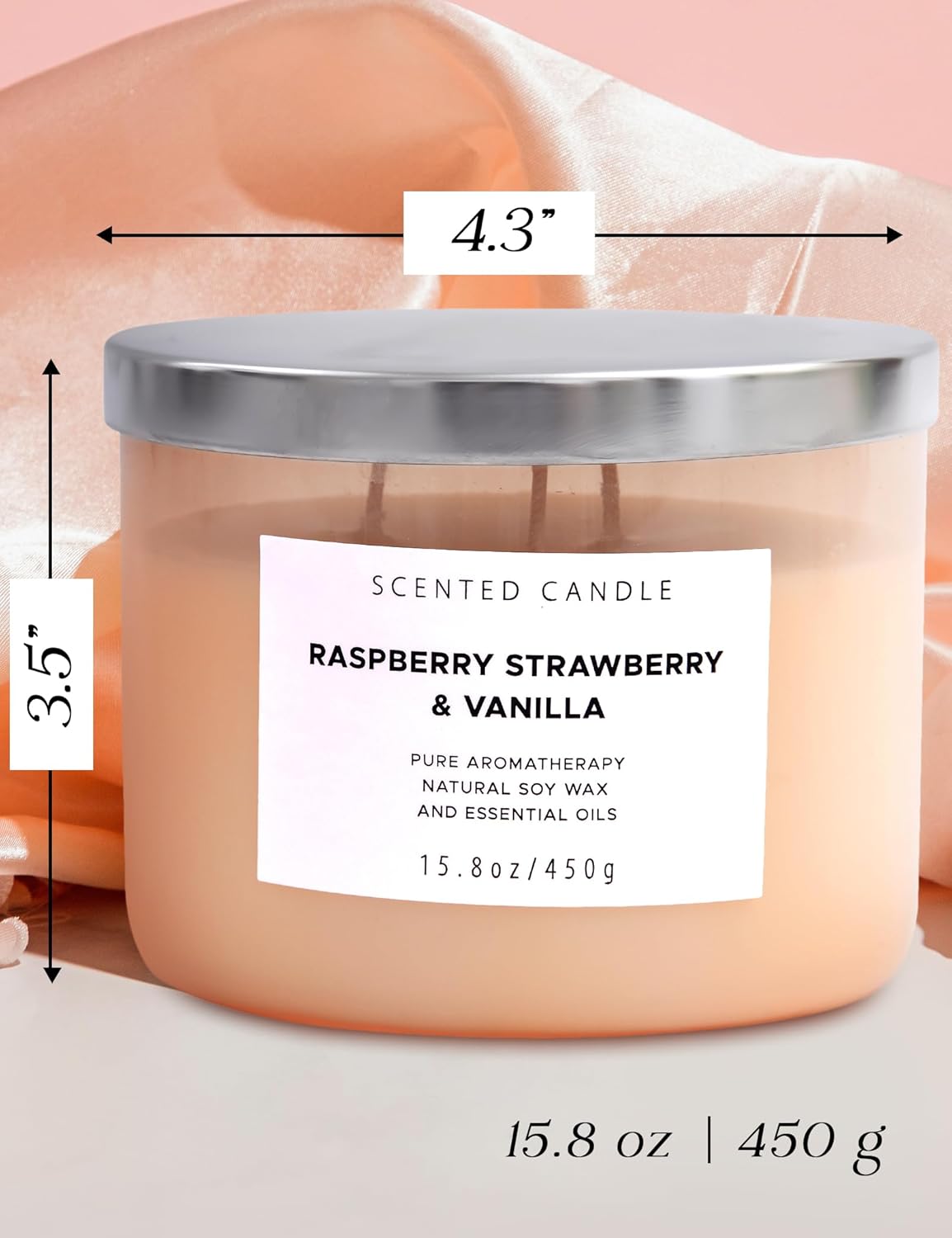Raspberry Strawberry Vanilla 3 Wick Scented Candle