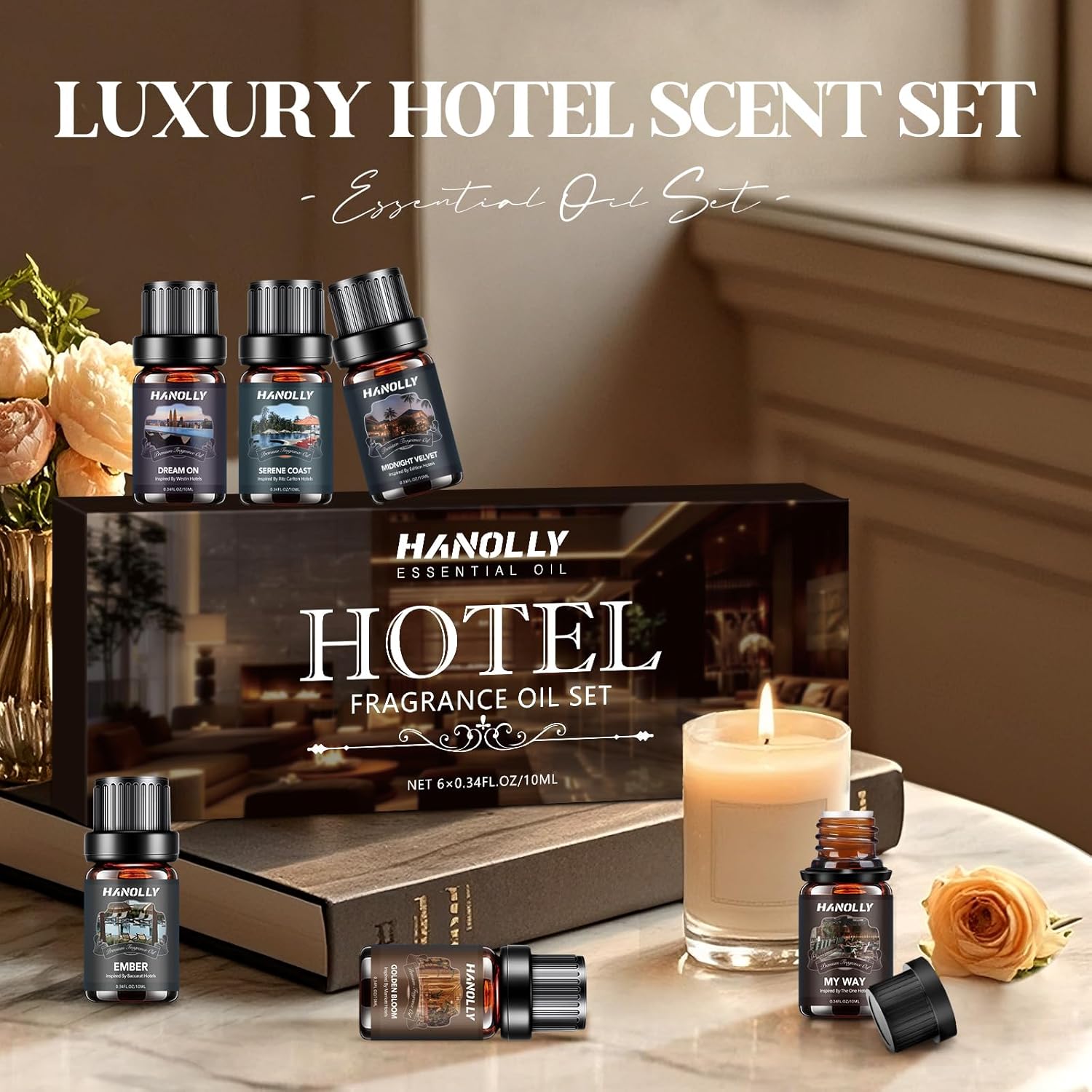 Hotel Diffuser Oils Gift Set - 6x10ML Luxury Essential Oil Collection