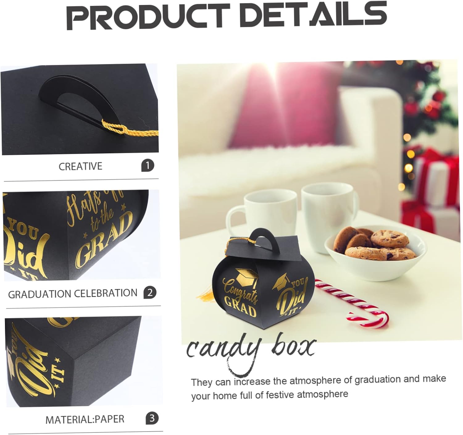 10Pcs Graduation Cap Candy Holders with Tassels