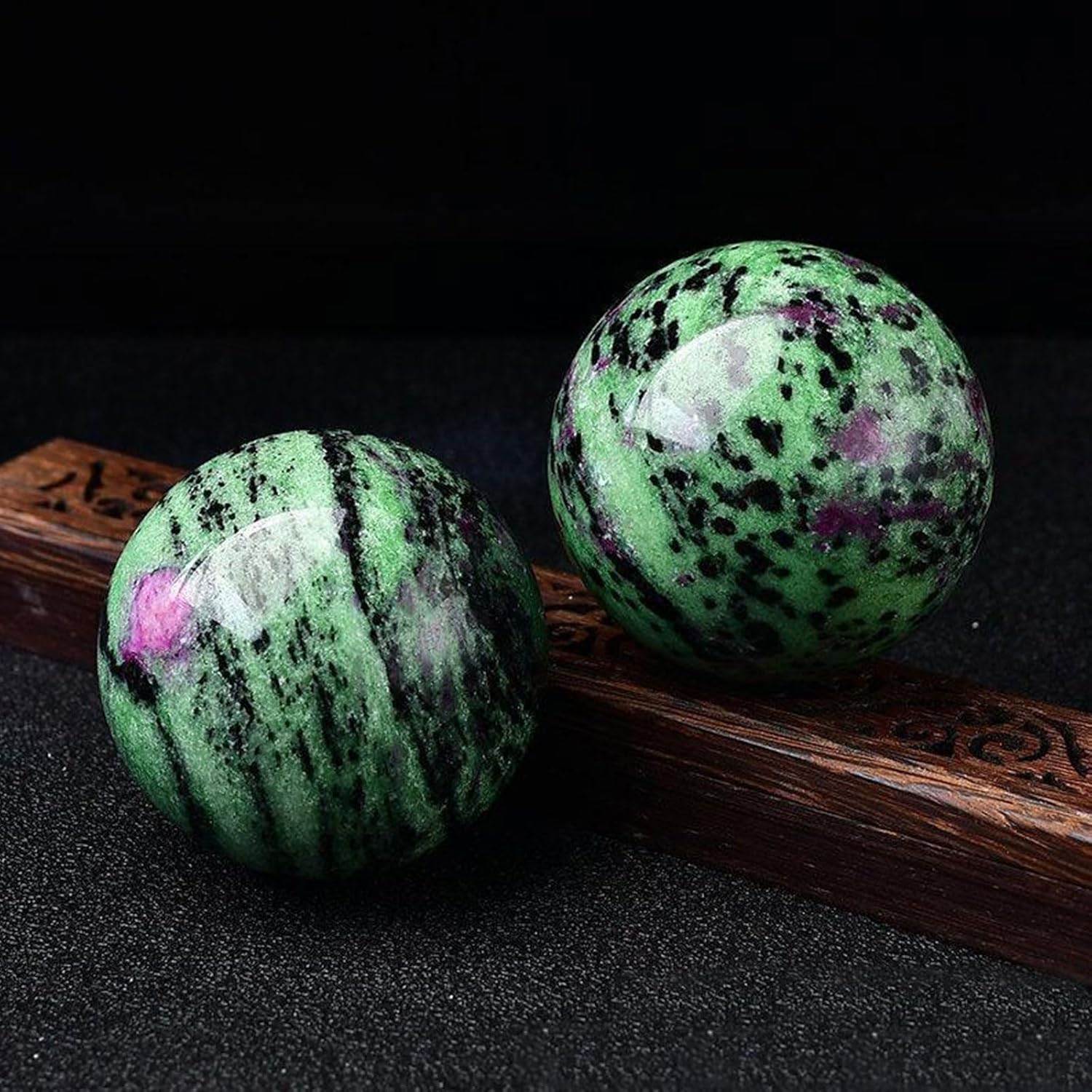 Natural Ruby Zoisite Healing Crystal Ball with Stand