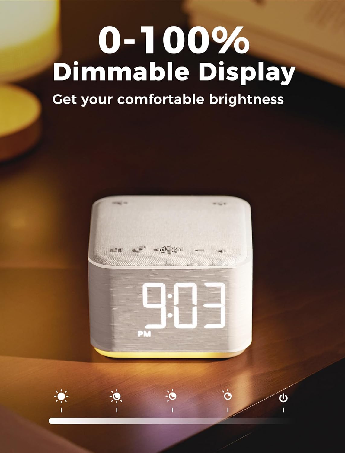 Mojikoo Sound Machine Alarm Clock with Bluetooth and Night Light