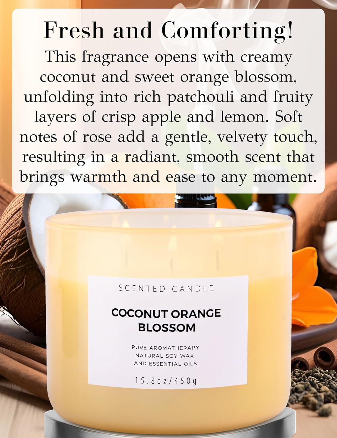 Coconut Orange Blossom 3 Wick Soy Candle