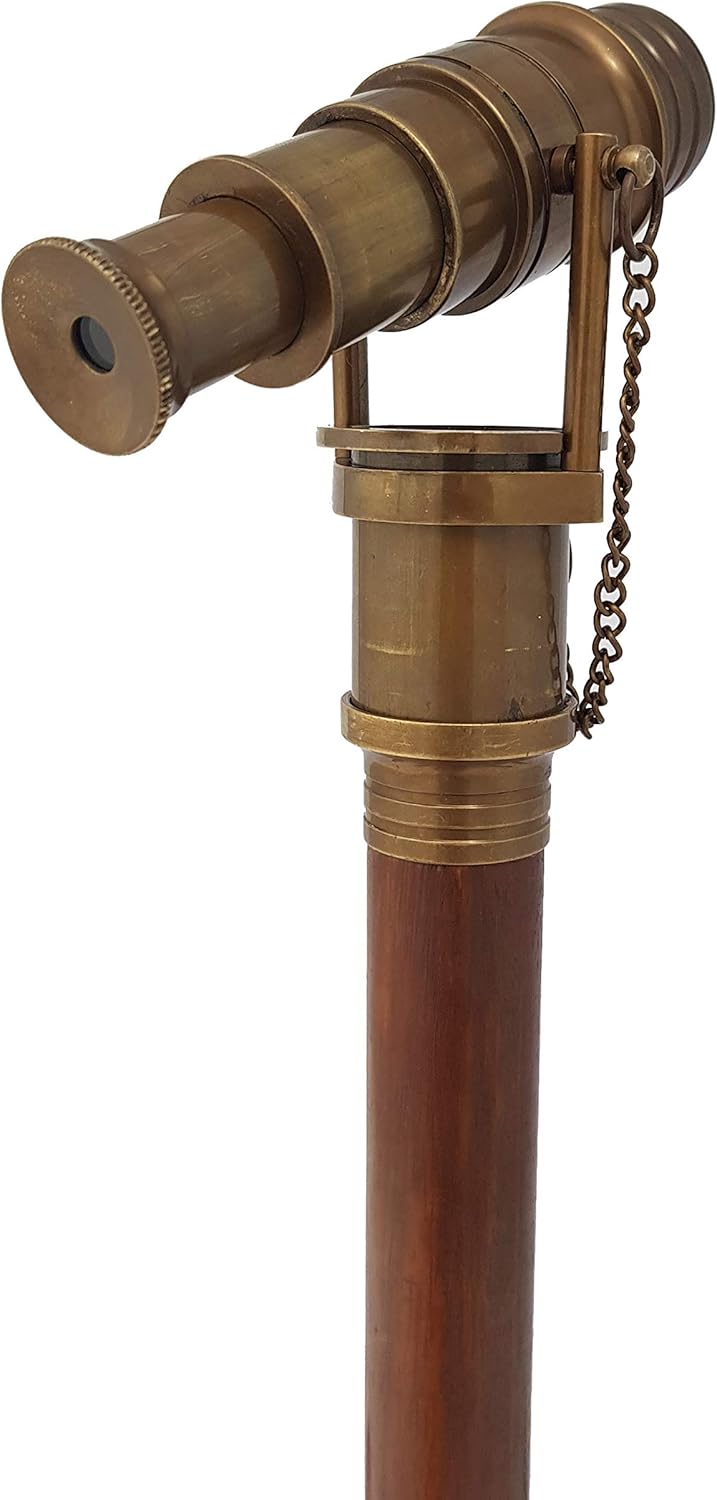 Brass Nautical Telescope Walking Stick with Antique Finish