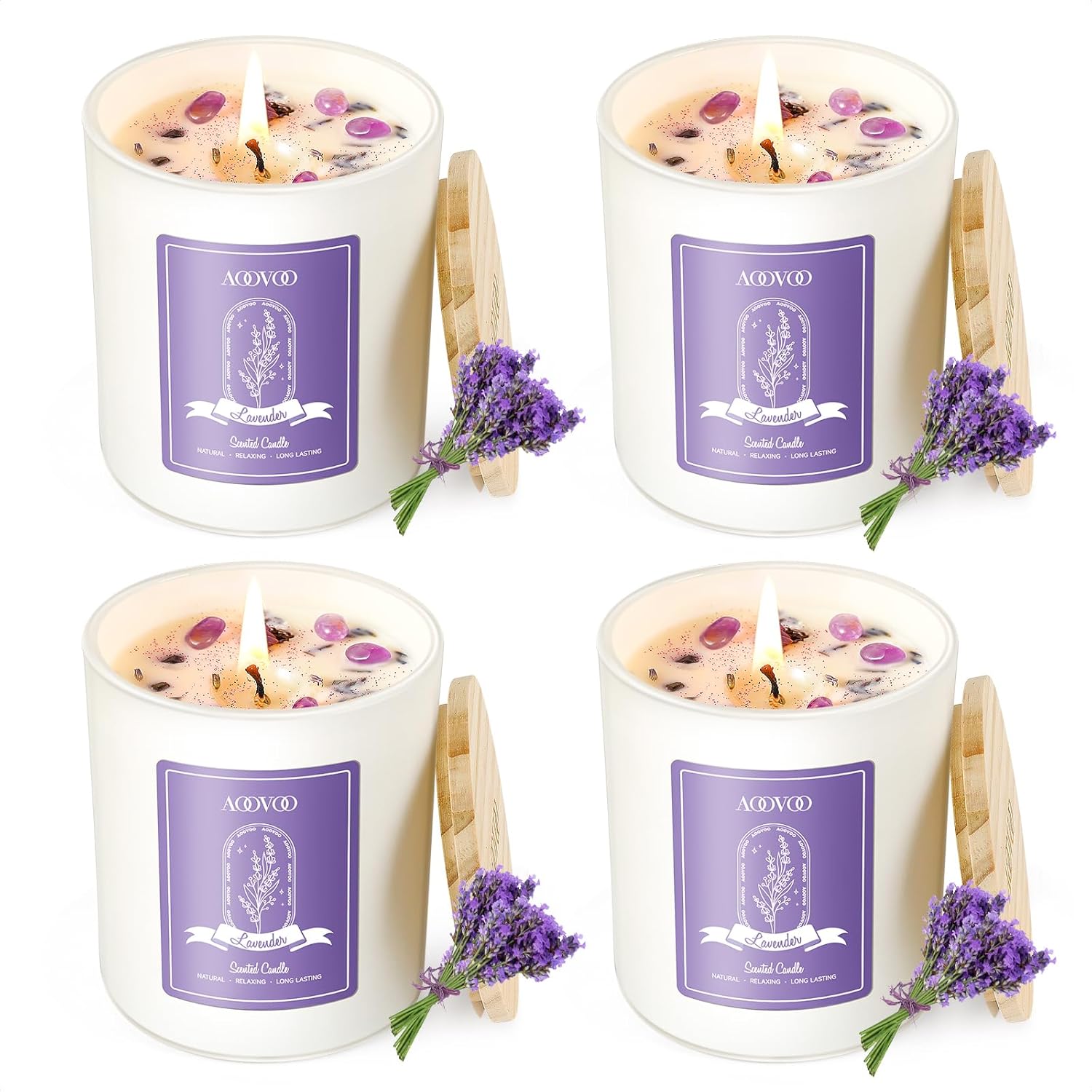 AOOVOO Lavender Candles Set for Women 4 Pack