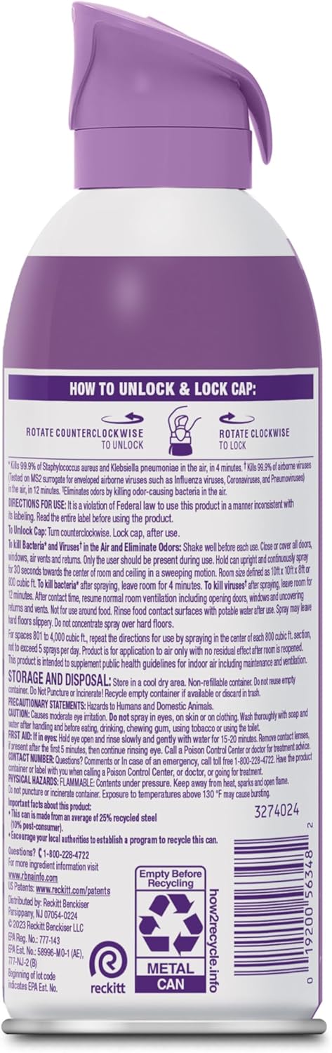 Lysol Air Sanitizer Spray with Lavender Sky Scent 10 oz Pack of 3