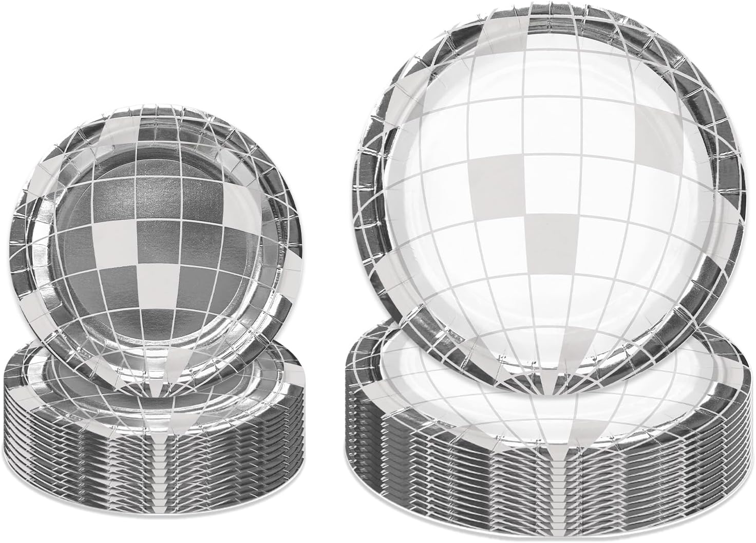 LeZakaa 50Pcs Disco Ball Paper Plates Set