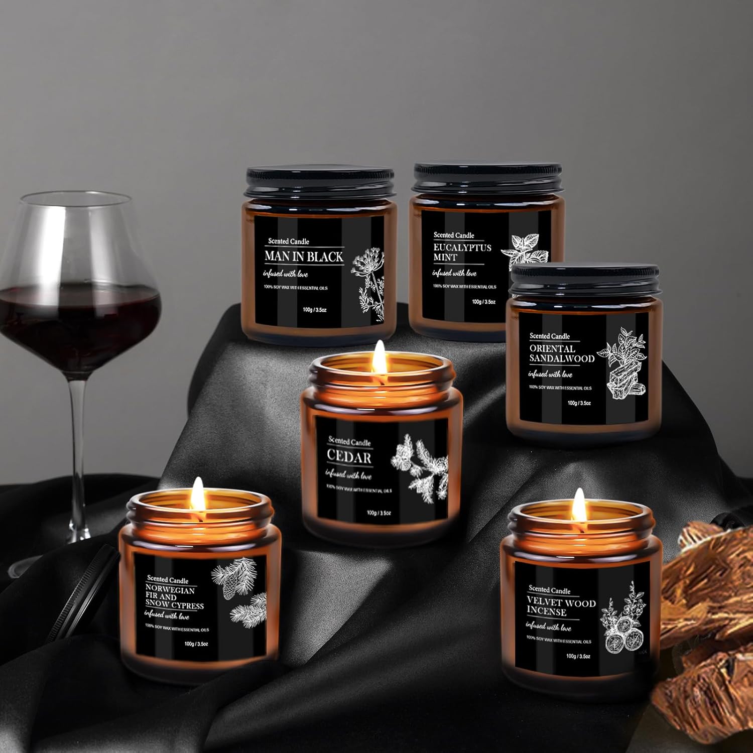 Men Scented Candle Set - 6 Pack Aromatherapy Candles for Home