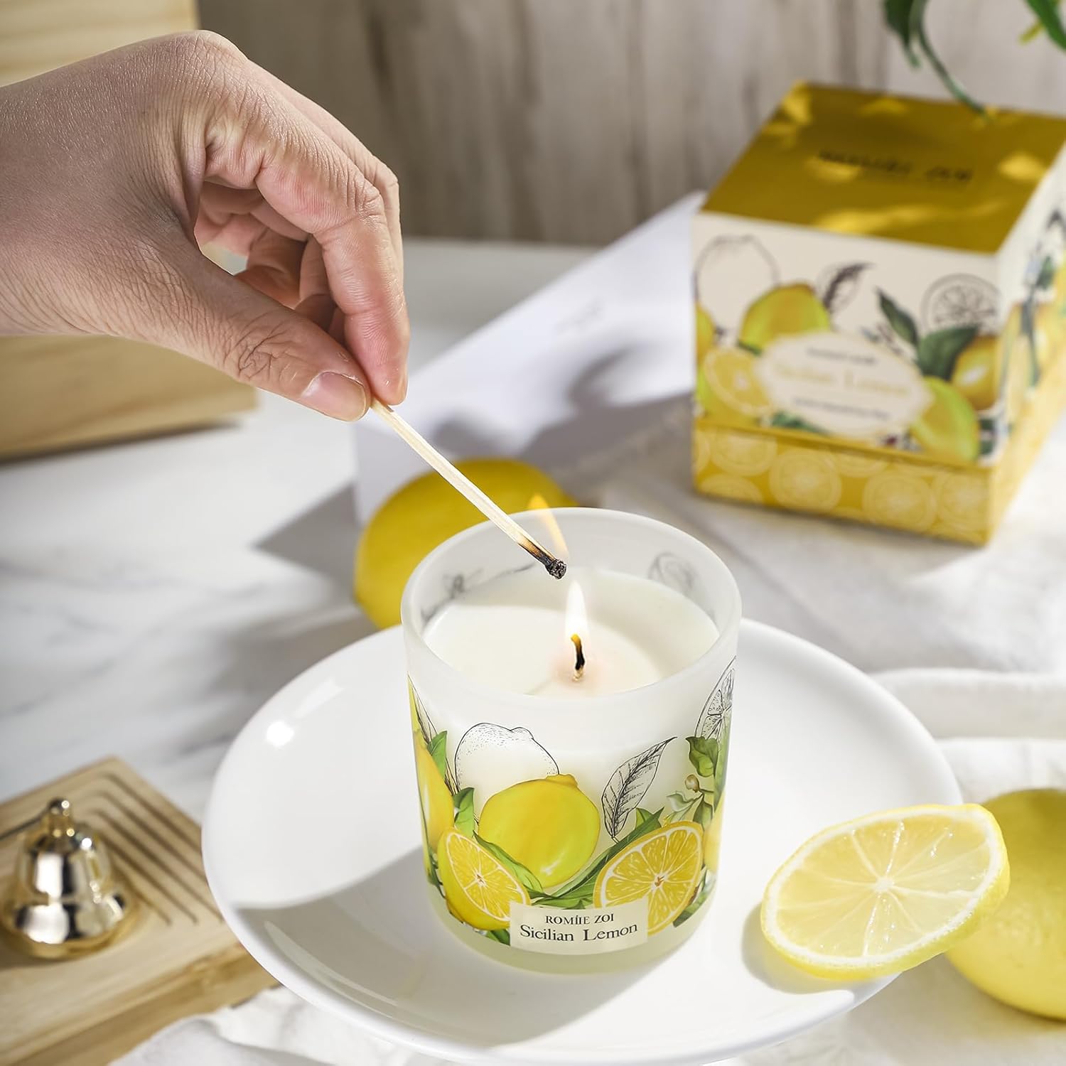 Sicilian Lemon Scented Candle 6oz Aromatherapy Jar