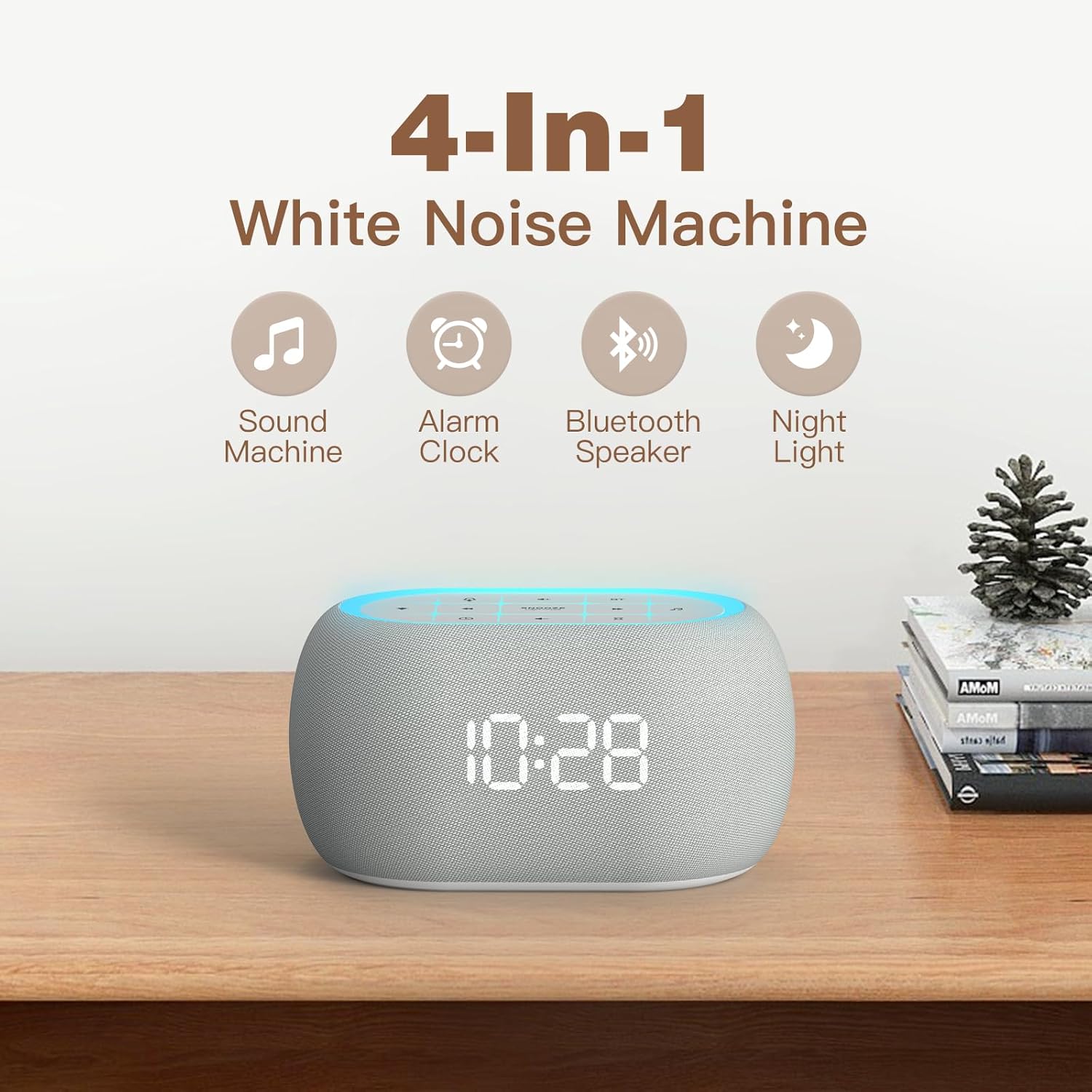 ANJANK White Noise Alarm Clock with Bluetooth Speaker and Night Light