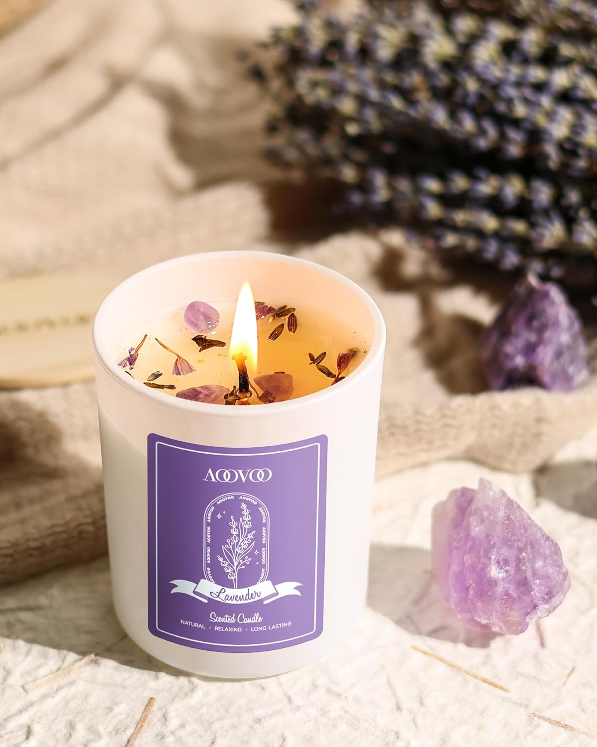 AOOVOO Lavender Candles Set for Women 4 Pack