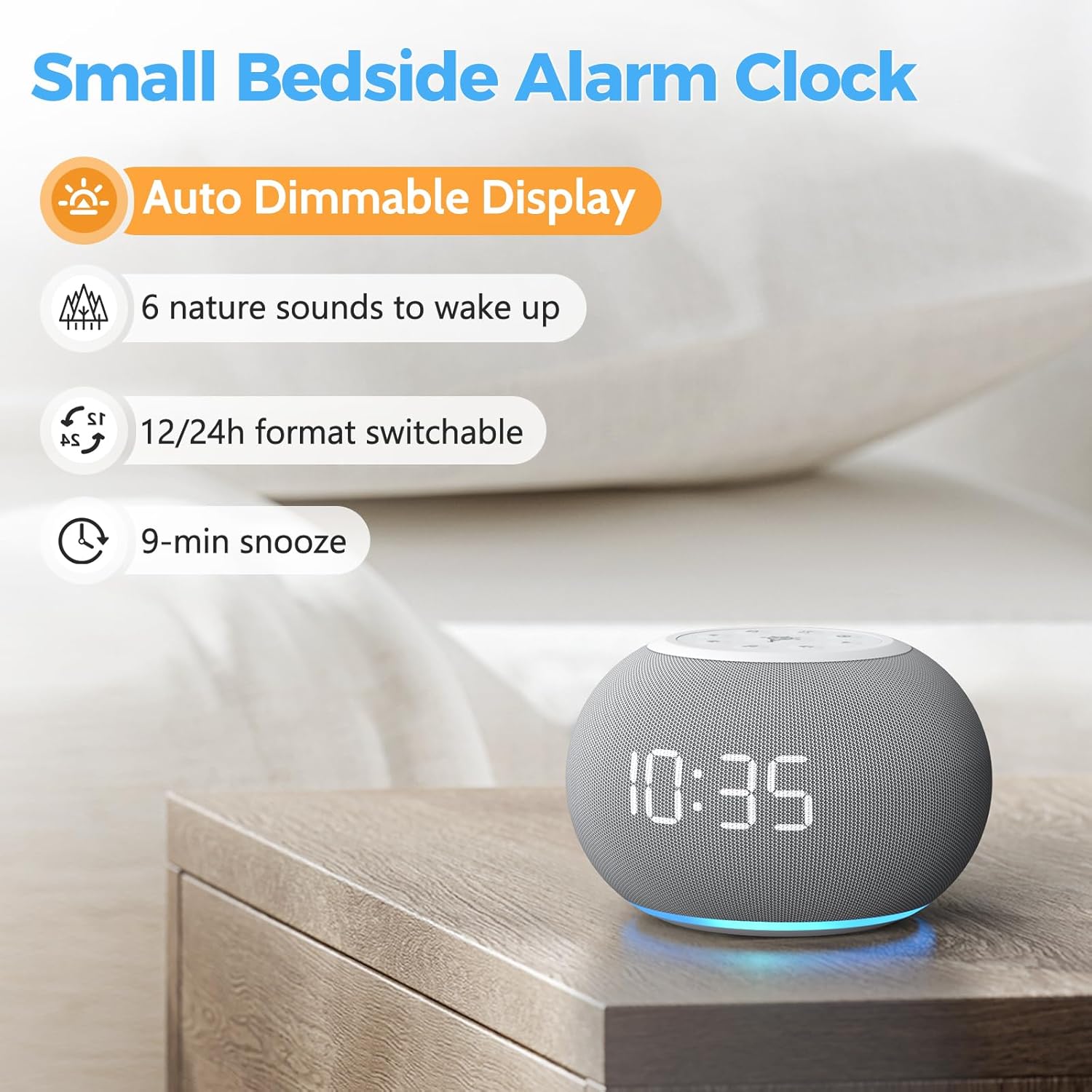 Reacher Auto-Dimmable Sound Machine Alarm Clock with Night Light