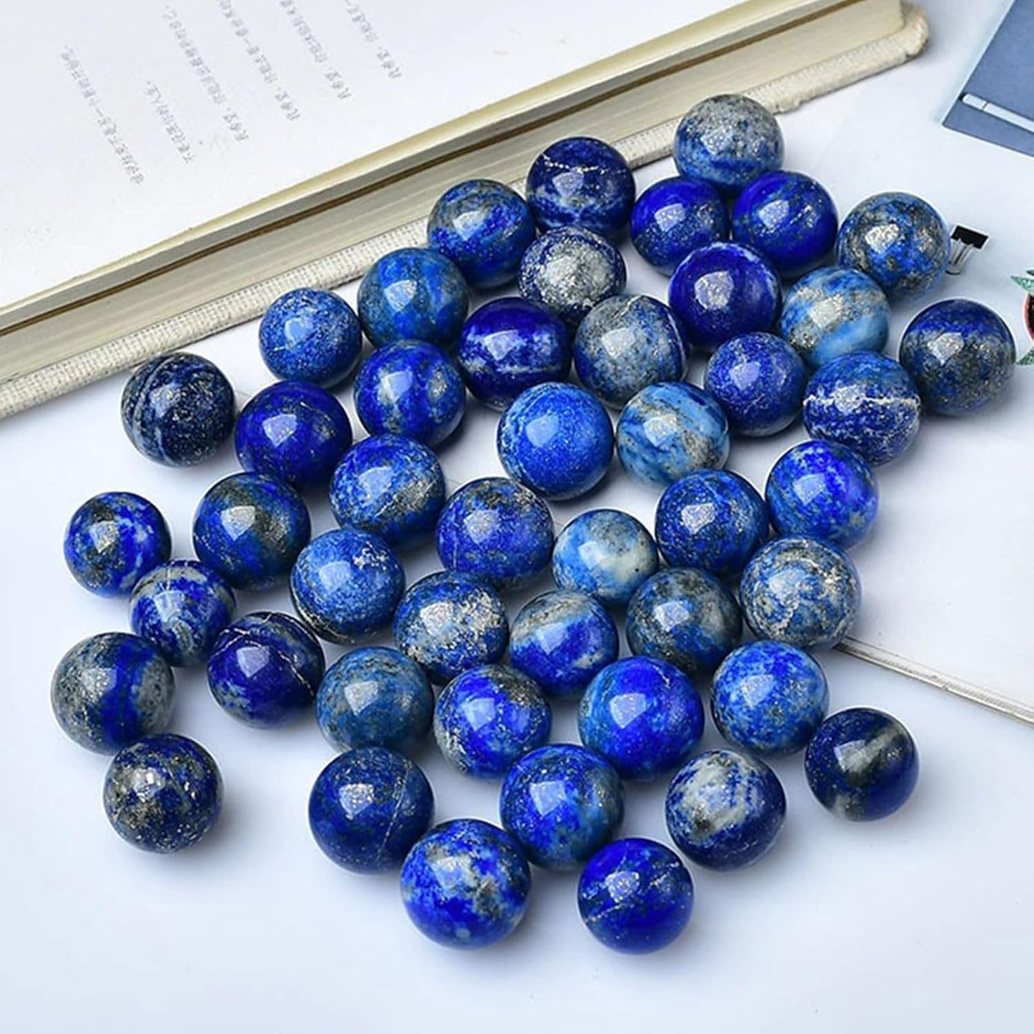 Lapis Lazuli Healing Crystal Sphere with Wooden Stand
