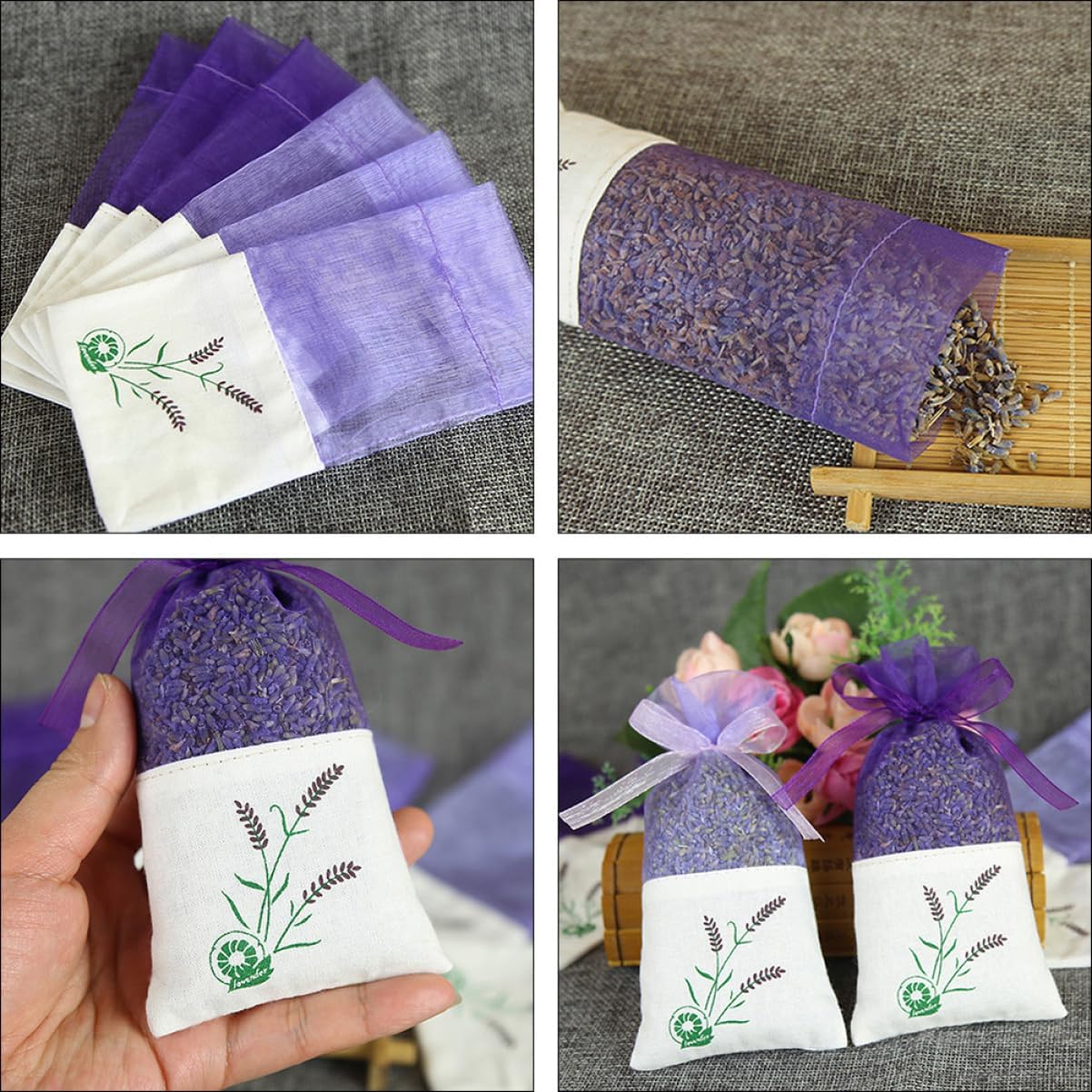 ULTECHNOVO 12pcs Lavender Sachet Bags with Drawstring for Home and Gifts