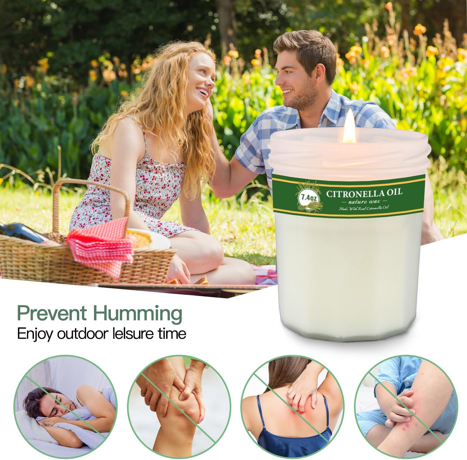 PELN Citronella Candles Outdoor 4 Pack 200 Hours Burning