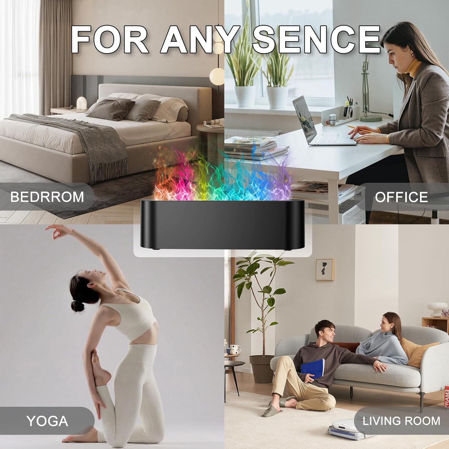 Colorful Flame Diffuser Humidifier with LED Light