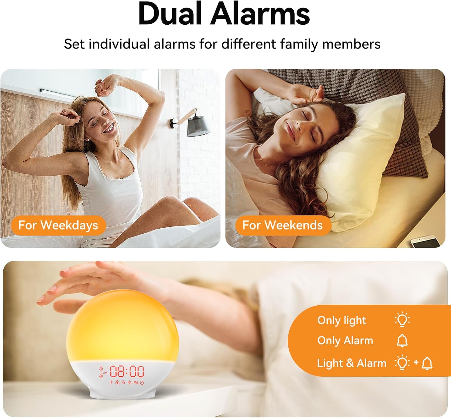RICIAL Sunrise Alarm Clock with Light Therapy and White Noise