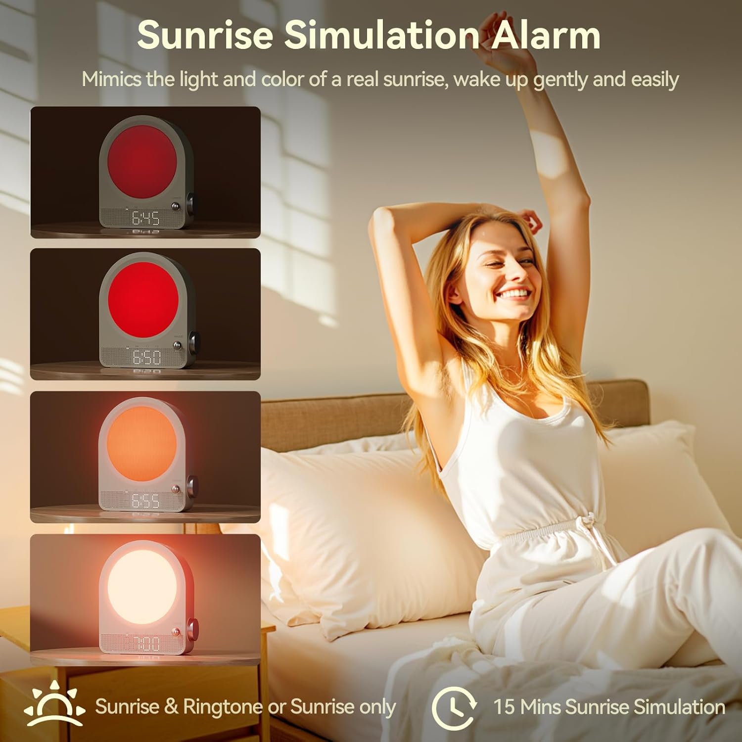 Vivilumens Sound Machine Alarm Clock with Gentle Sunrise Light