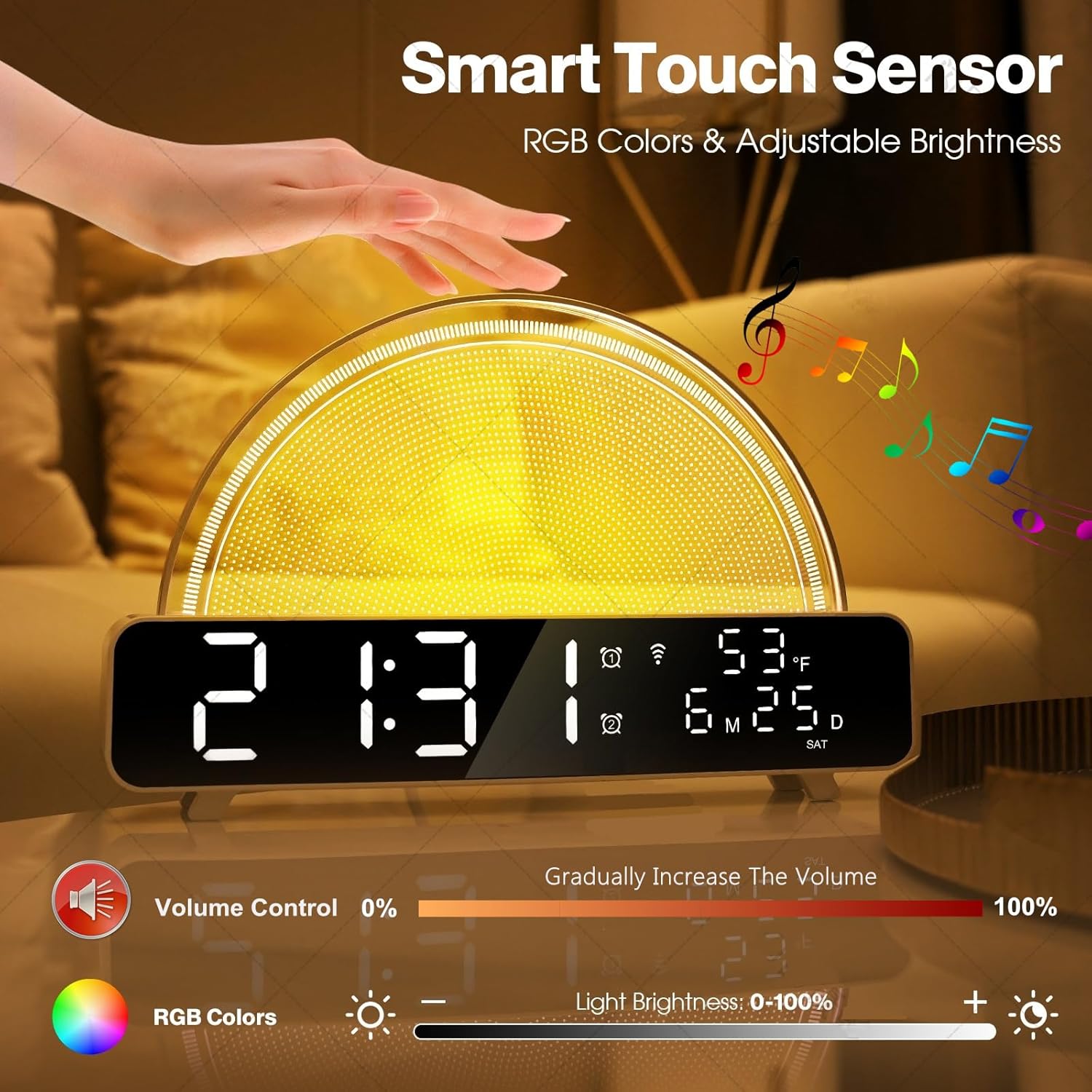 Zerain Sound Machine Sunrise Alarm Clock with White Noise