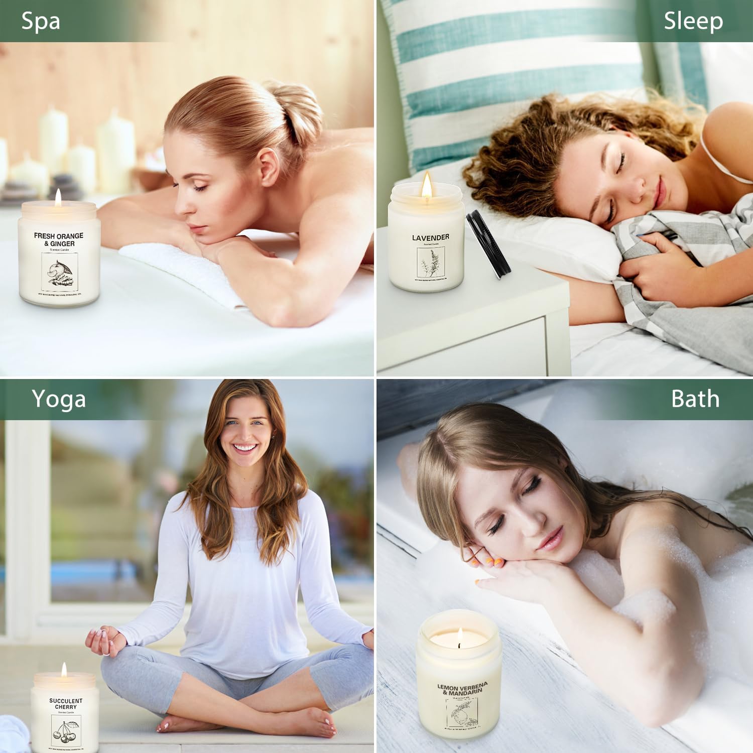 Lavender Aromatherapy Candles 4 Pack with 240 Hours Burn Time