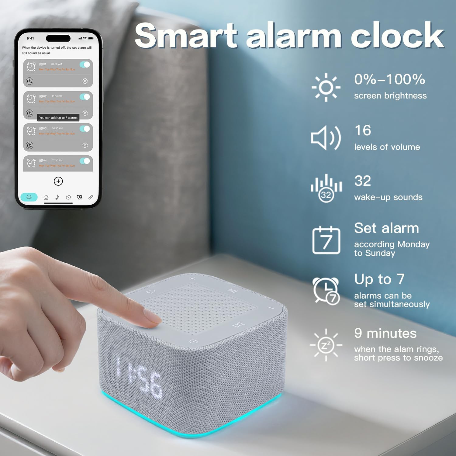 White Noise Sound Machine with 32 Sounds and Night Light