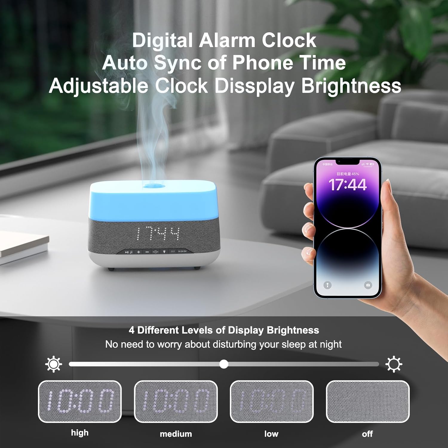 300ml Essential Oil Diffuser with Bluetooth Speaker and Alarm Clock