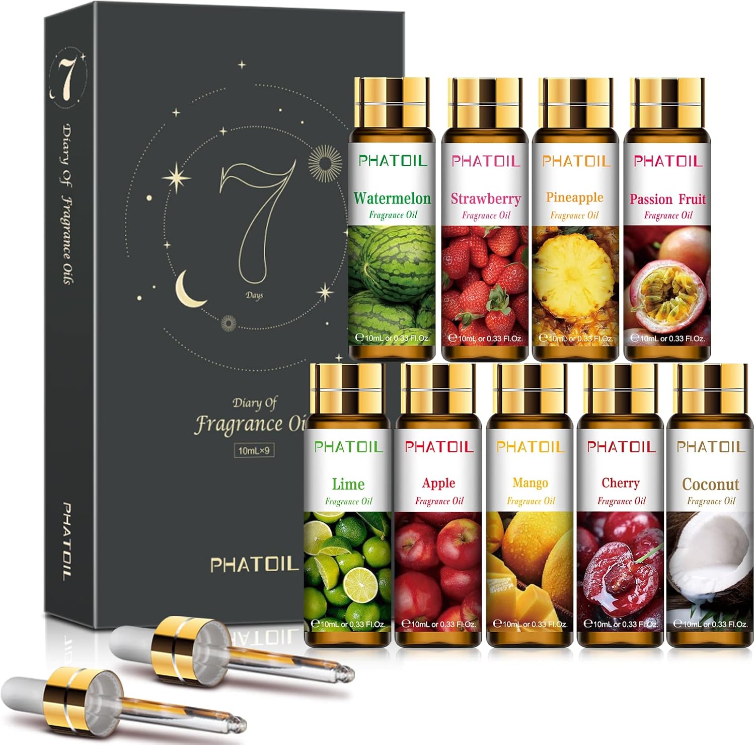 PHATOIL 9PCS Fruity Essential Oils Gift Set
