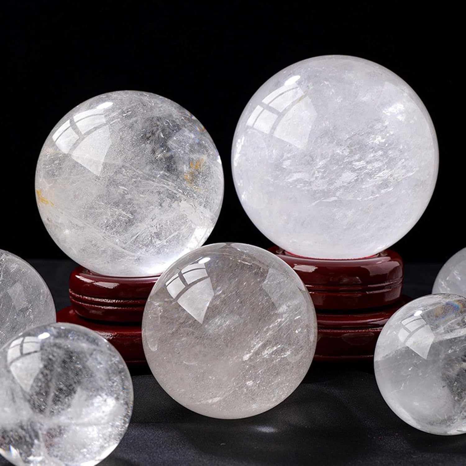 Clear Quartz Crystal Ball with Stand 7cm Natural White Stone Sphere